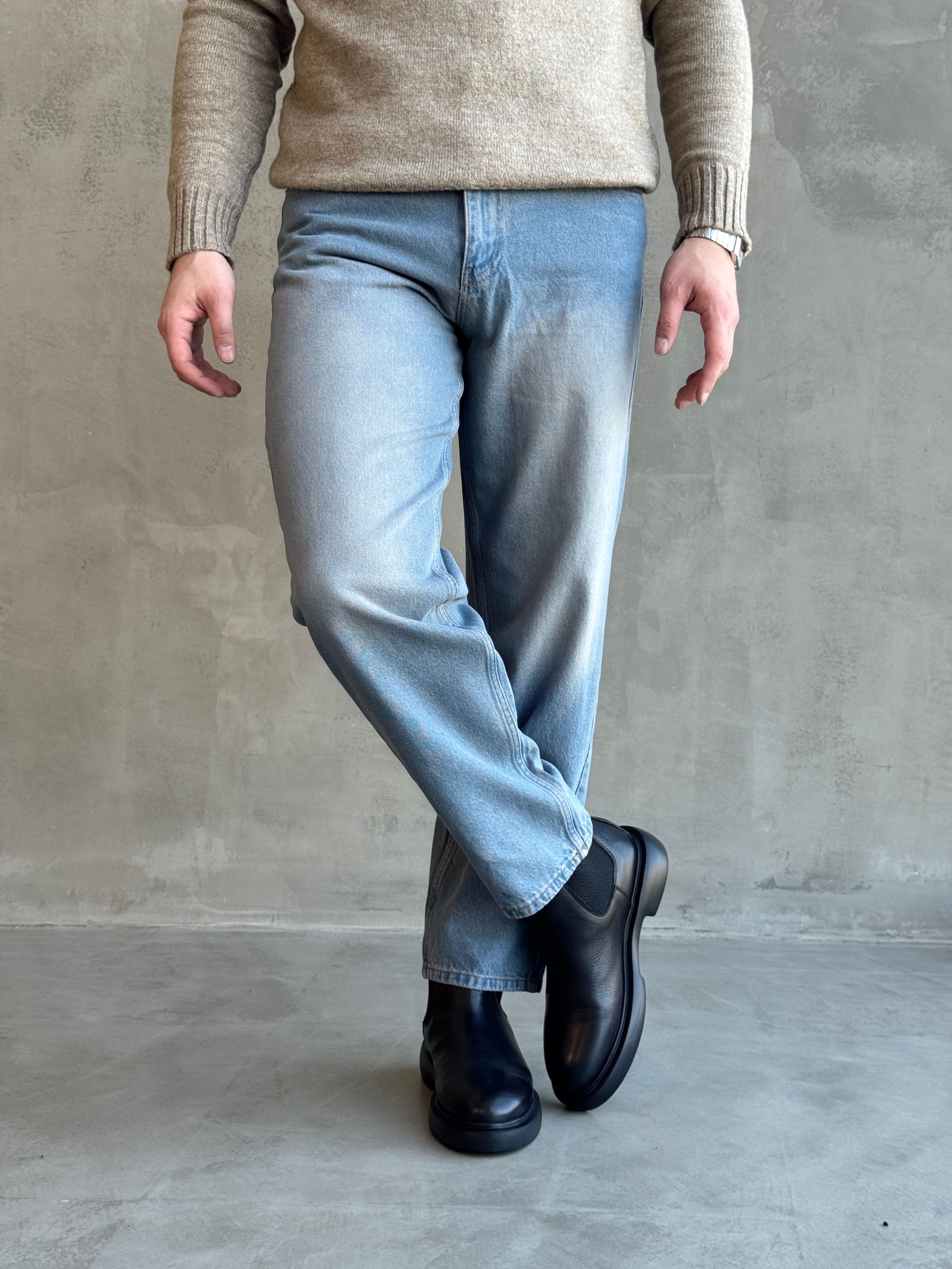 Erkek Özel Premium Seri Günlük Model Baggy Kalıp Jean-Light Blue(E1870)Ketench