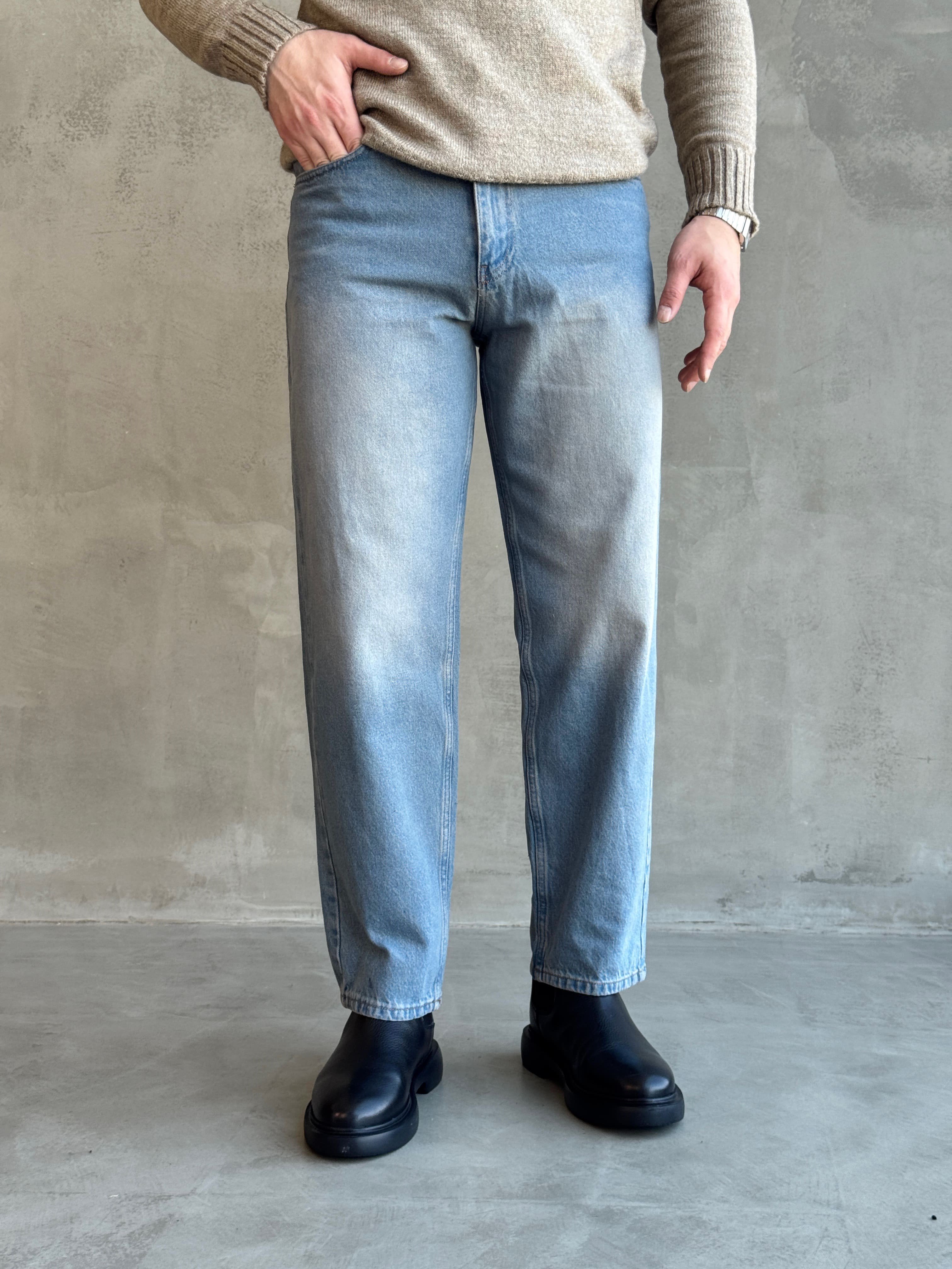 Erkek Özel Premium Seri Günlük Model Baggy Kalıp Jean-Light Blue(E1870)Ketench