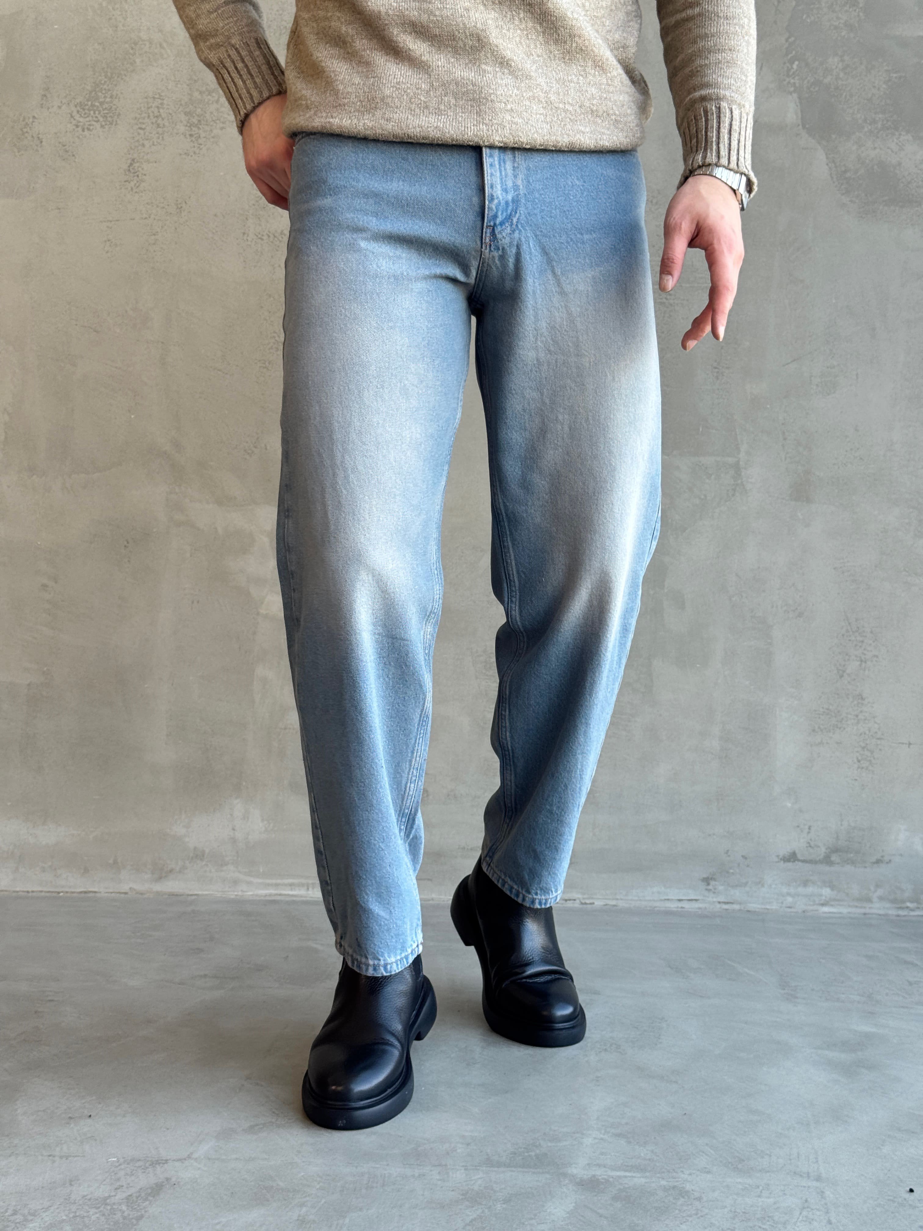 Erkek Özel Premium Seri Günlük Model Baggy Kalıp Jean-Light Blue(E1870)Ketench