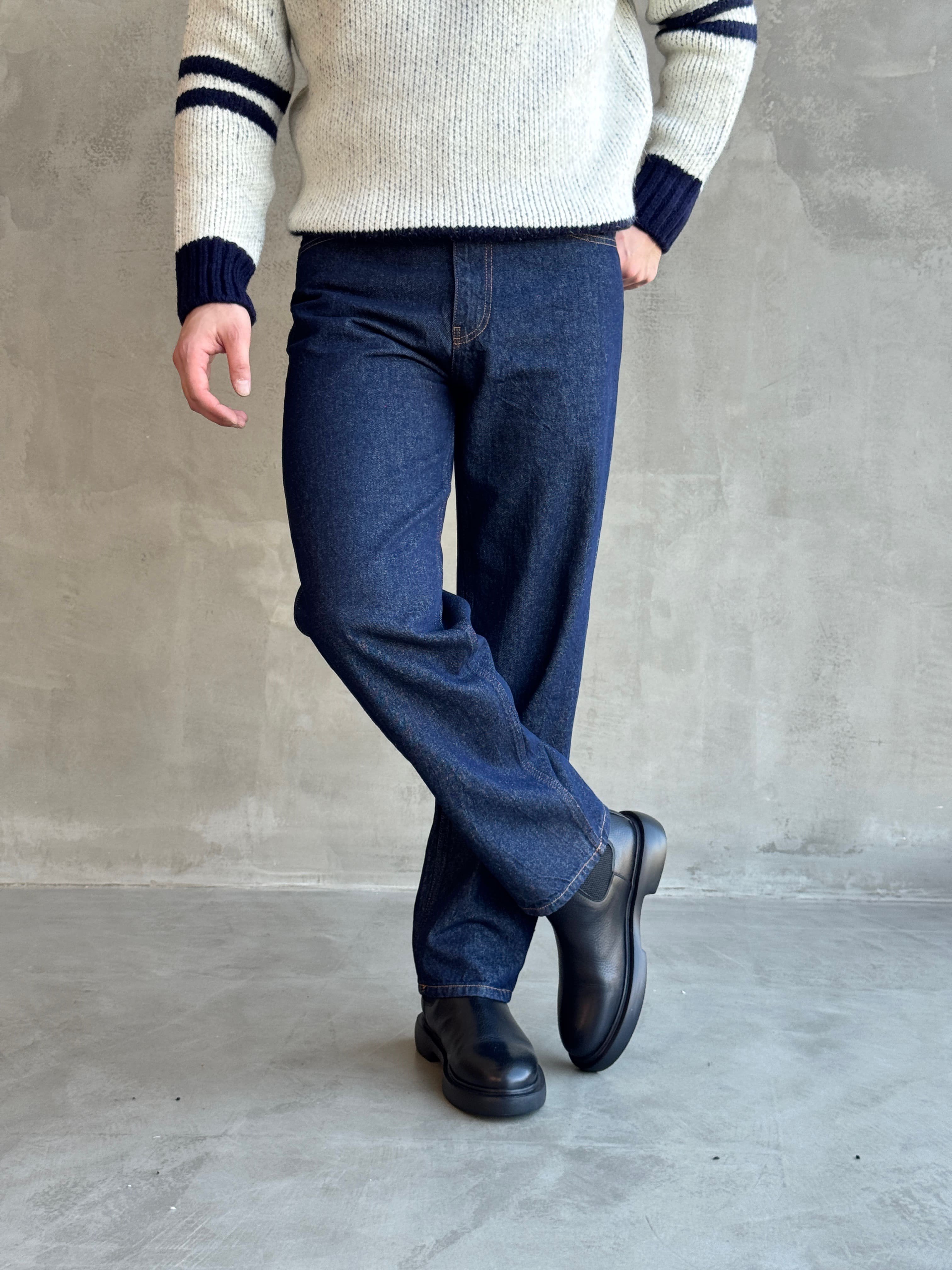Erkek Özel Premium Seri Günlük Model Baggy Kalıp Jean-Koyu Mavi(E1870)Ketench