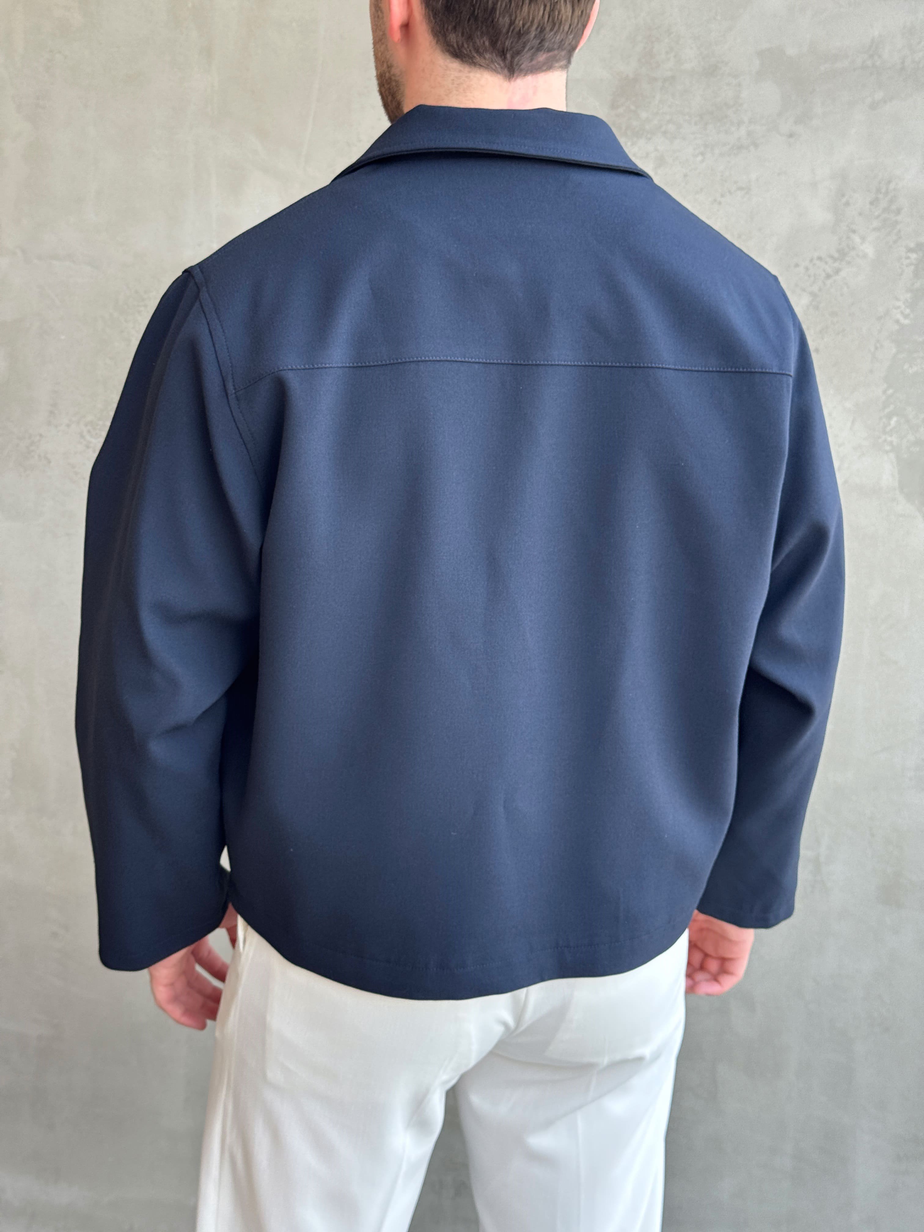 Erkek Özel Premium Seri Oversize Kalıp Çift Astarlı Düz Model Gabardin Kumaş Ceket-Lacivert(E1761)Ketench