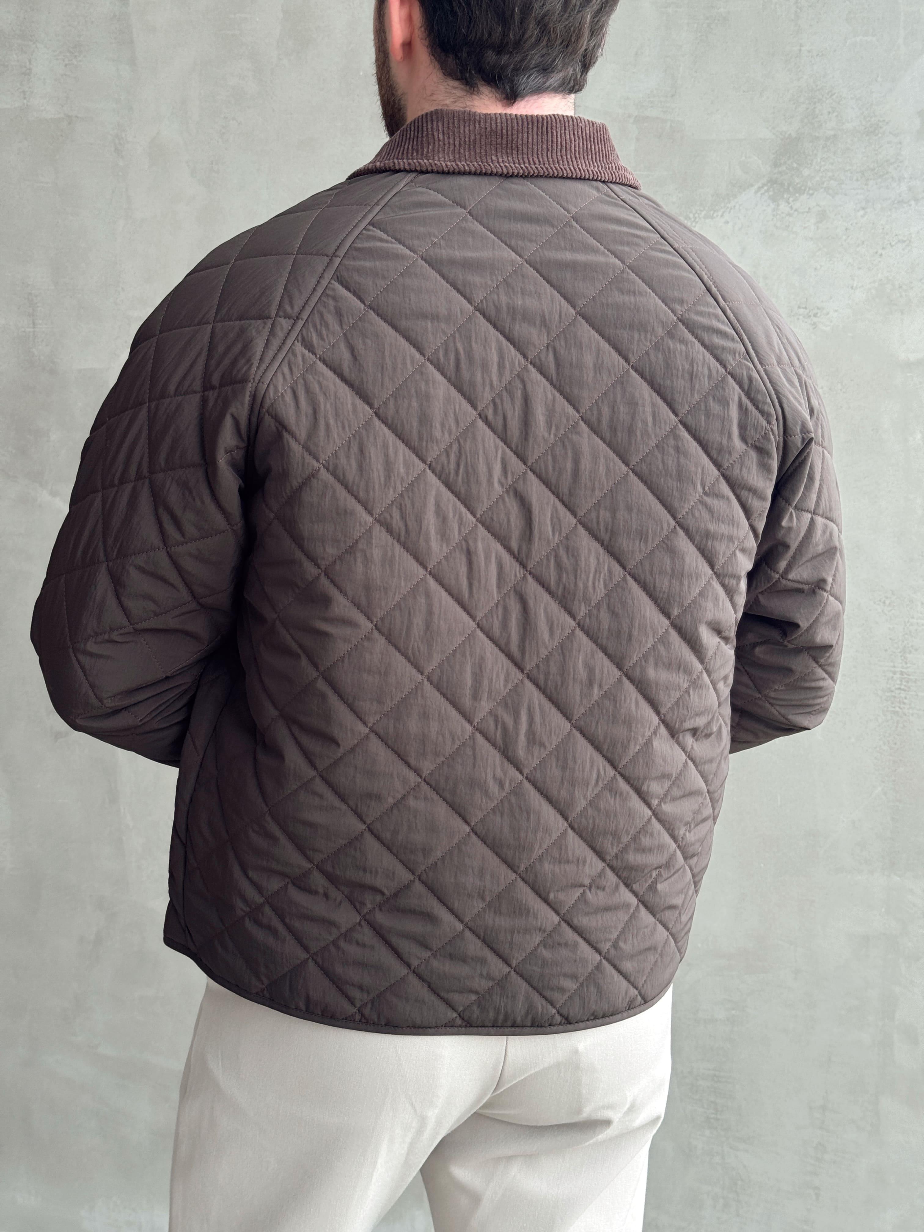 Erkek Özel Premium Seri Oversize Kalıp Çıtçıt Detay Baklava Desenli Ceket-Kahverengi(E1568)Ketench