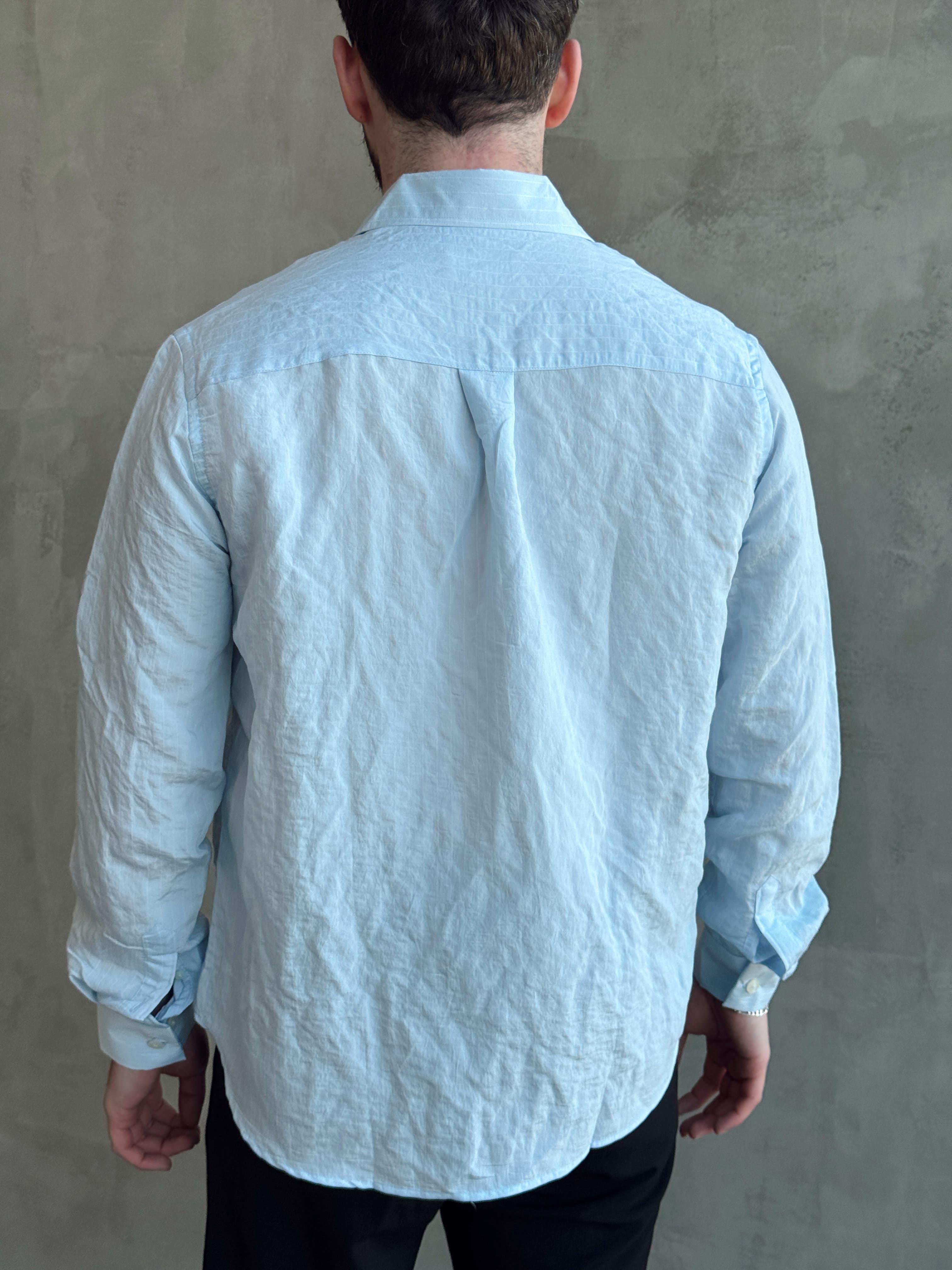 Erkek Özel Premium Seri Oversize Kalıp Çizgi Detaylı Modal Kumaş Gömlek-Bebe Mavi(E1657)Ketench