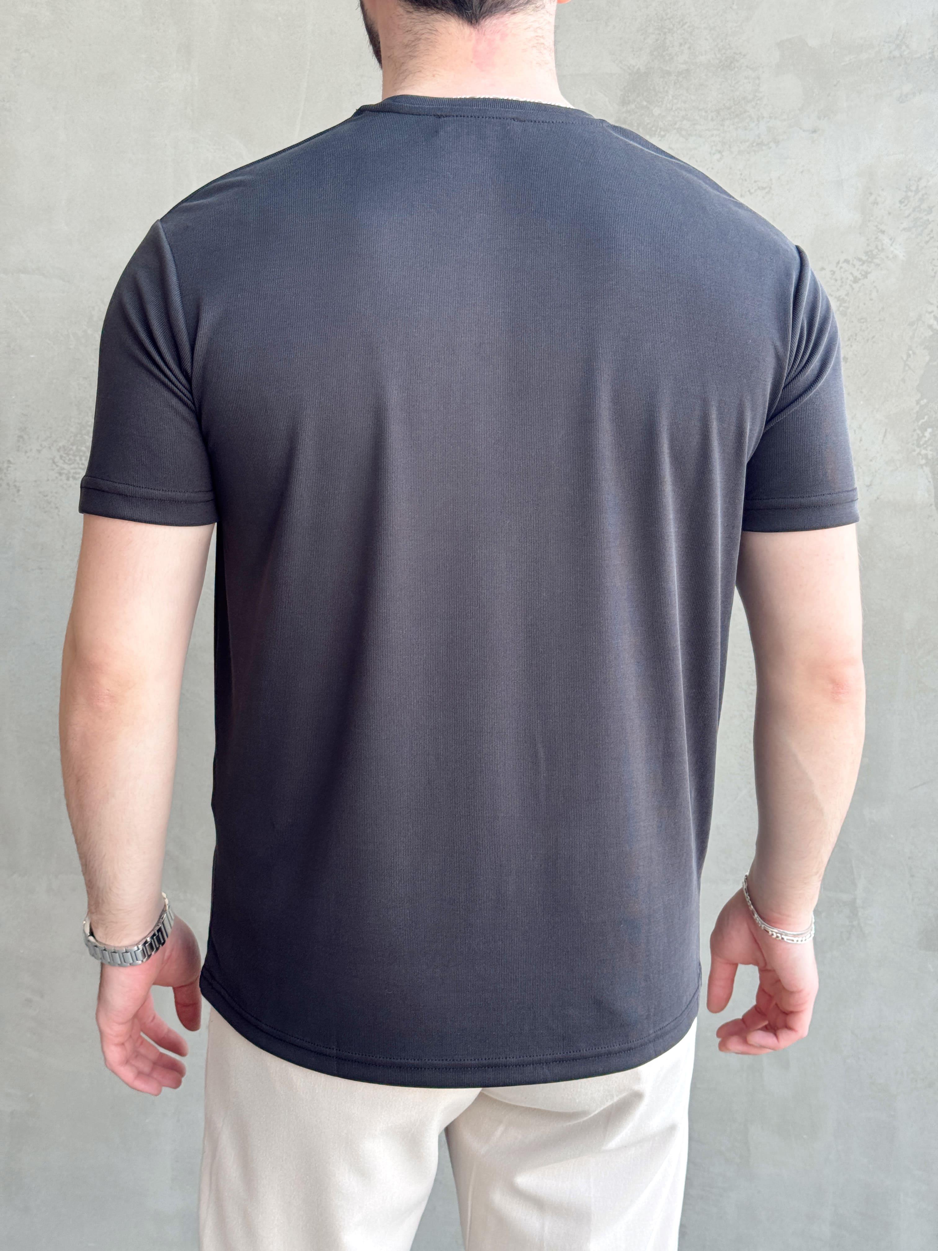 Erkek Özel Premium Seri Oversize Kalıp Bisiklet Yaka Luxury Comfort T-Shirt-Siyah(1628)Ketench
