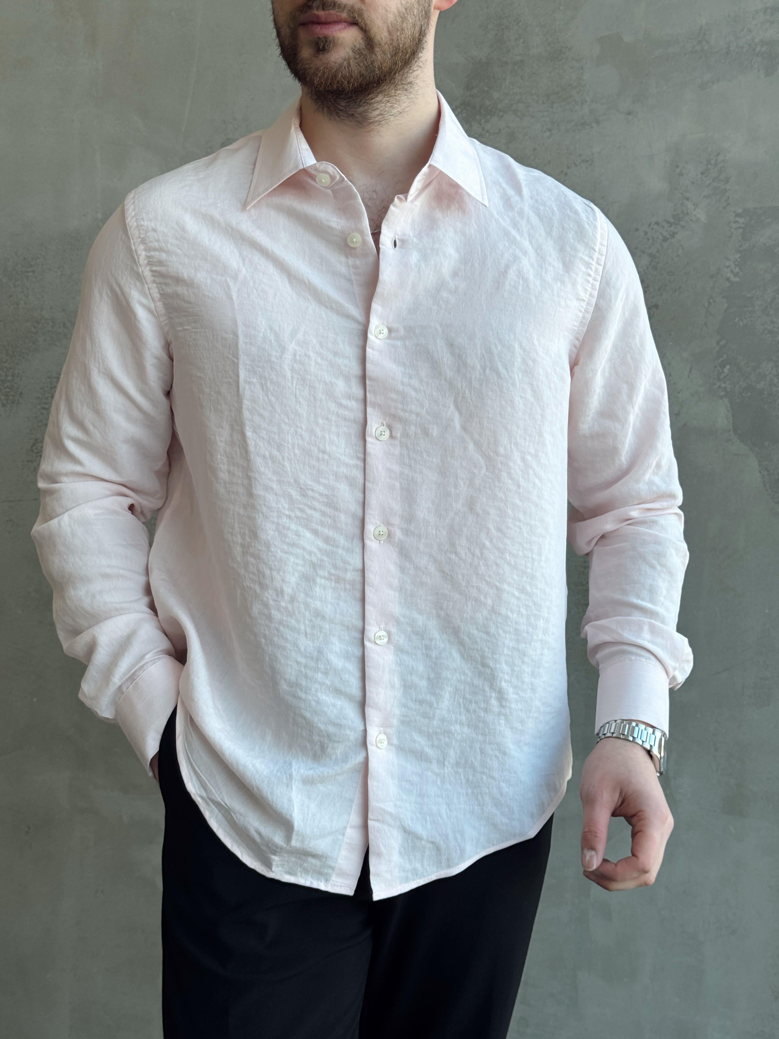 Erkek Özel Premium Seri Oversize Kalıp Çizgi Detaylı Modal Kumaş Gömlek-Pembe(E1657)Ketench