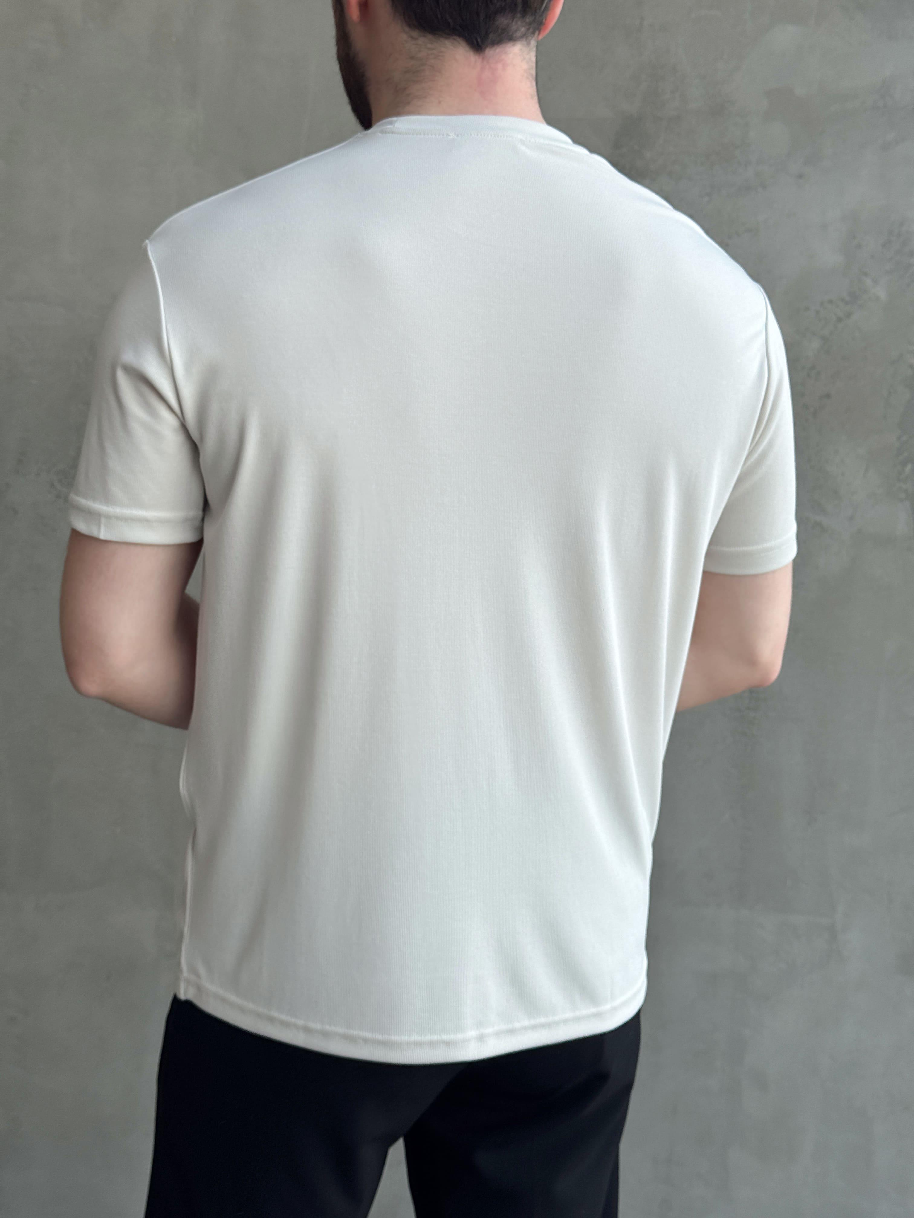 Erkek Özel Premium Seri Oversize Kalıp Bisiklet Yaka Luxury Comfort T-Shirt-Bej(1628)Ketench
