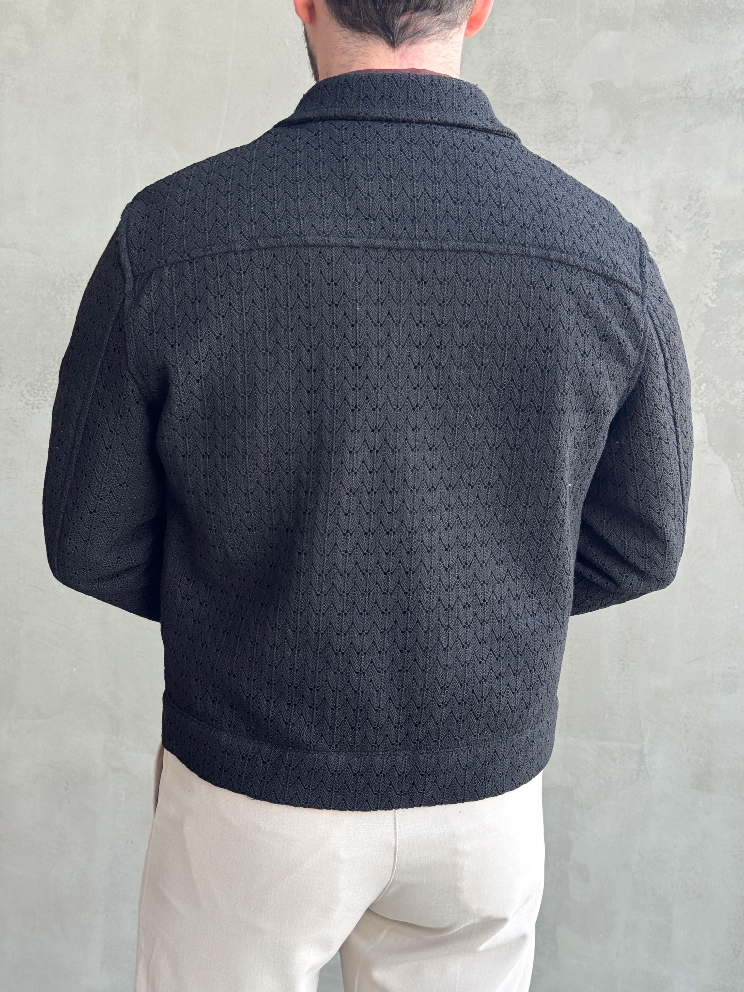 Erkek Özel Premium Seri Oversize Kalıp Örme Desenli Ceket-Siyah(1627)Ketench