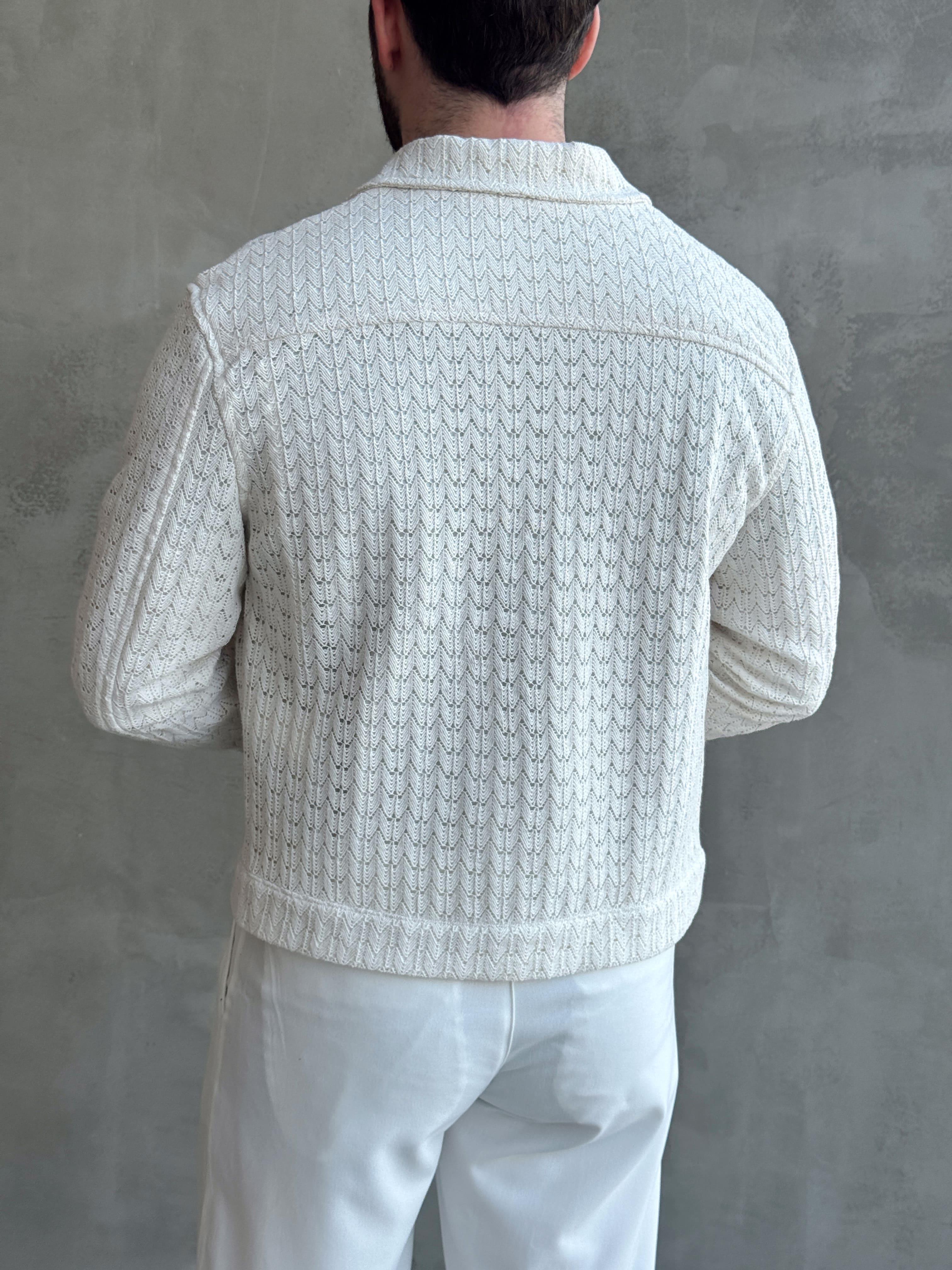 Erkek Özel Premium Seri Oversize Kalıp Örme Desenli Ceket-Bej(1627)Ketench