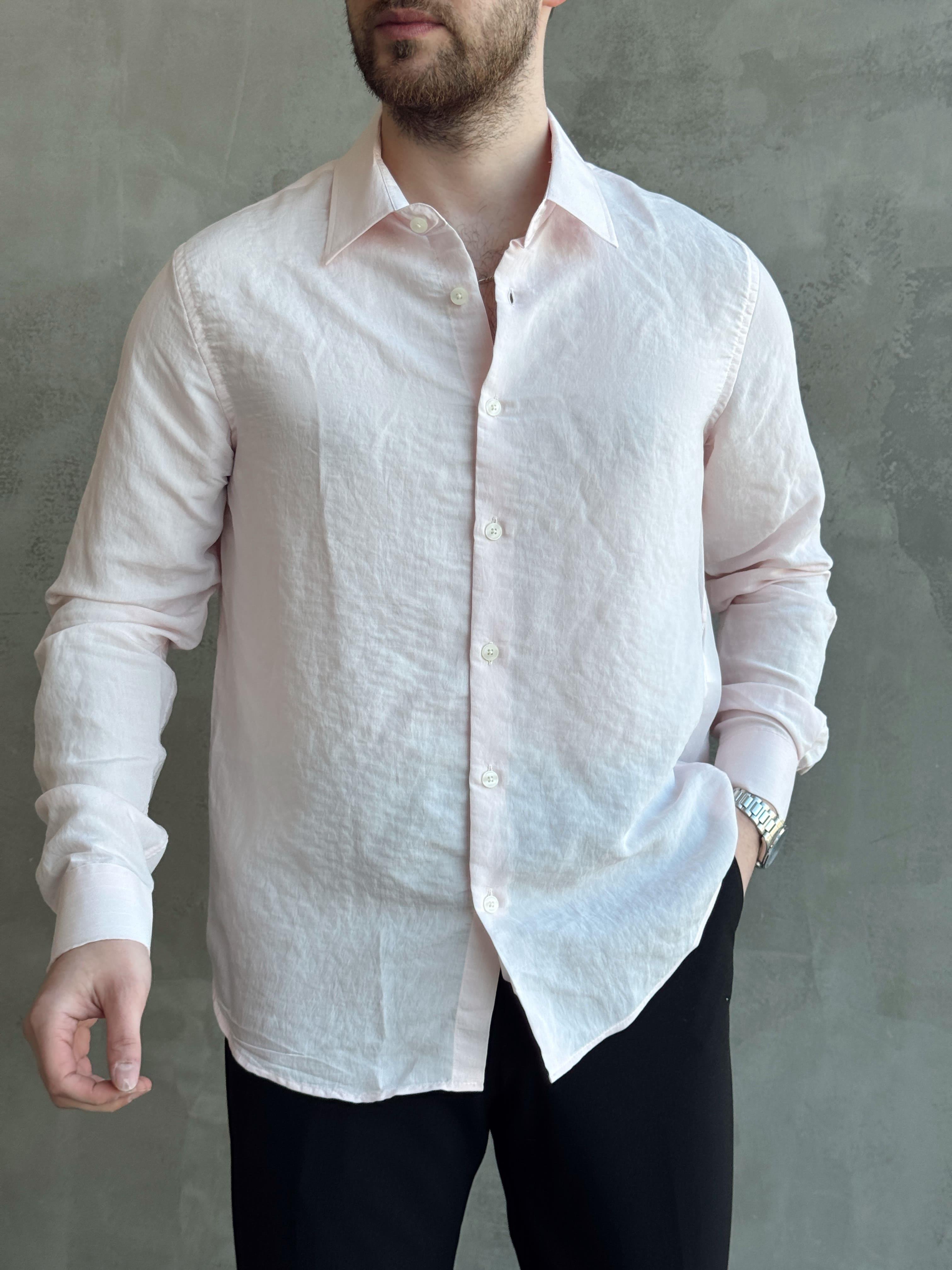 Erkek Özel Premium Seri Oversize Kalıp Çizgi Detaylı Modal Kumaş Gömlek-Pembe(E1657)Ketench