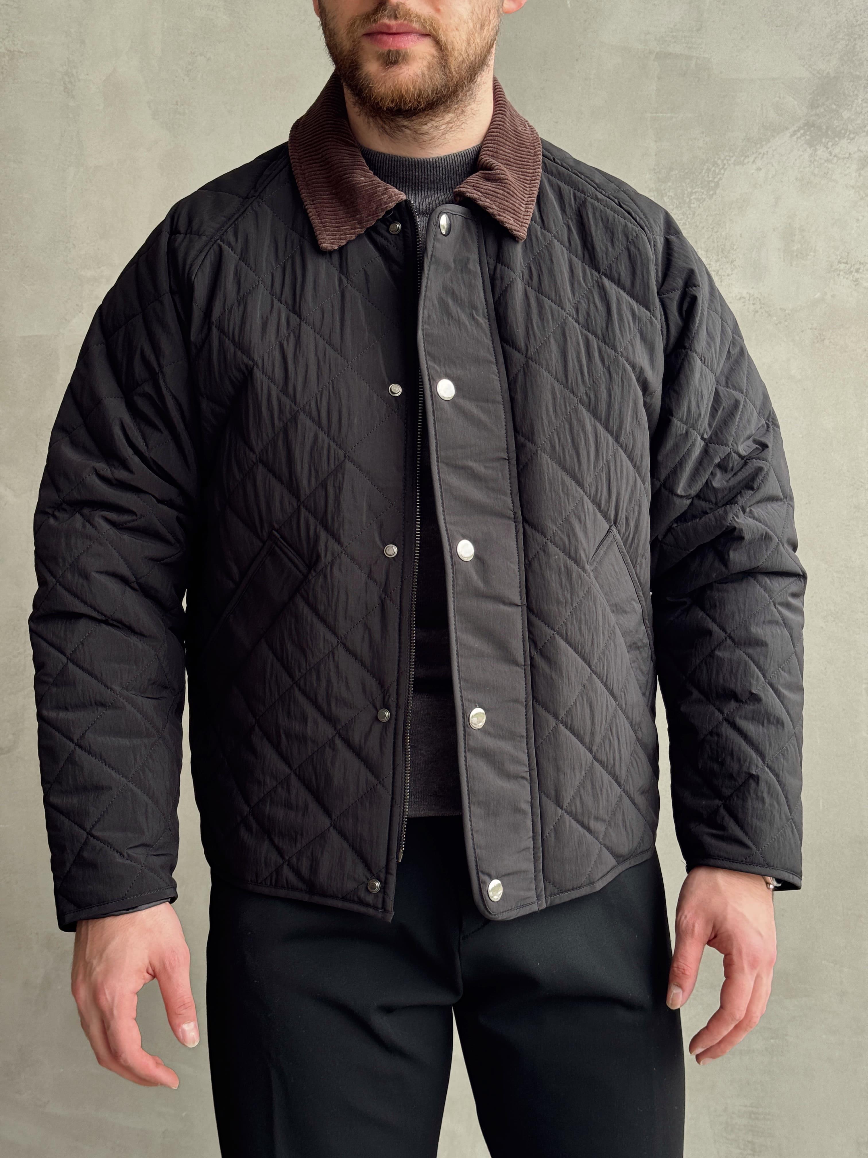 Erkek Özel Premium Seri Oversize Kalıp Çıtçıt Detay Baklava Desenli Ceket-Siyah(E1568)Ketench