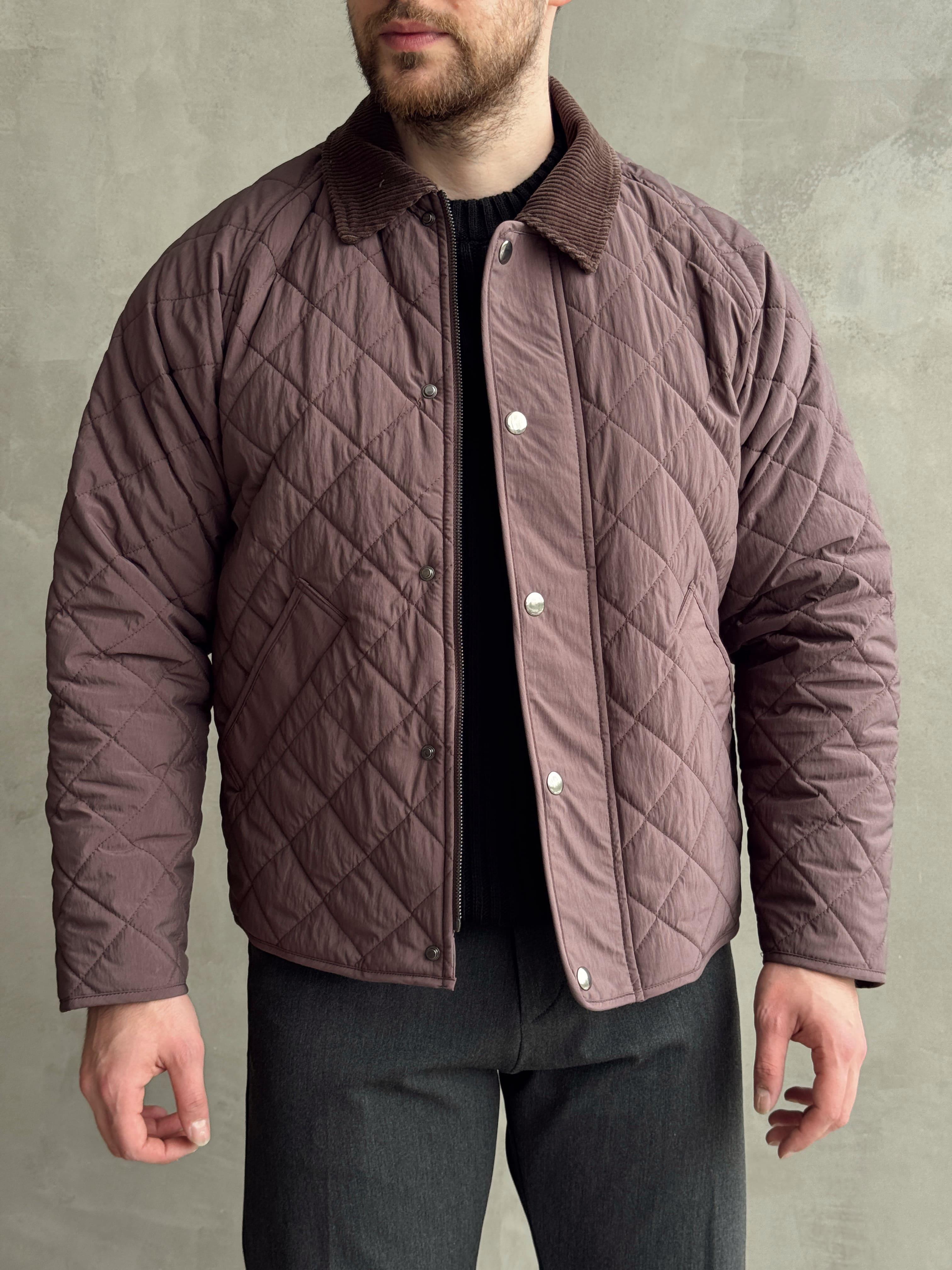 Erkek Özel Premium Seri Oversize Kalıp Çıtçıt Detay Baklava Desenli Ceket-Mürdüm(E1568)Ketench