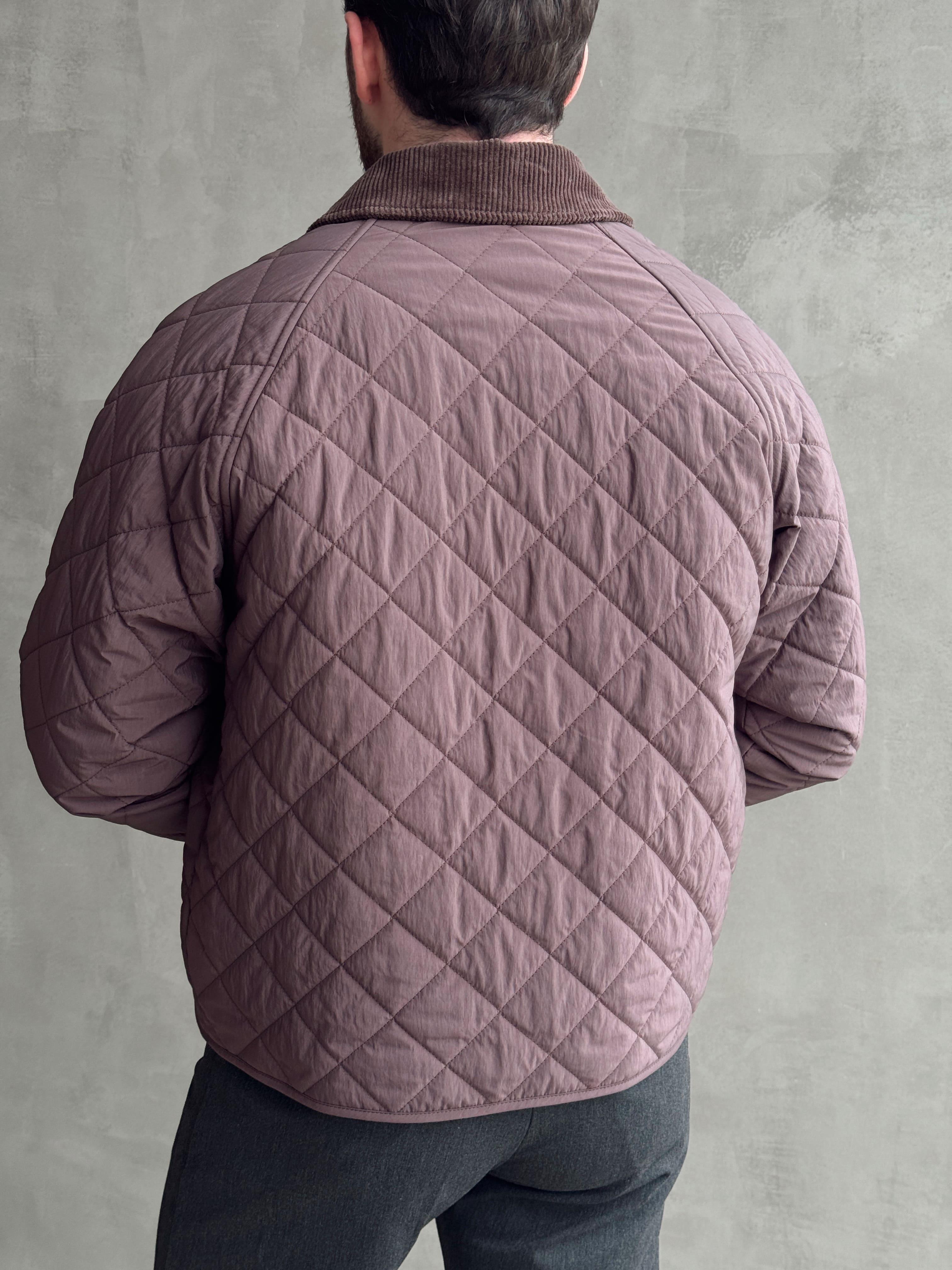 Erkek Özel Premium Seri Oversize Kalıp Çıtçıt Detay Baklava Desenli Ceket-Mürdüm(E1568)Ketench