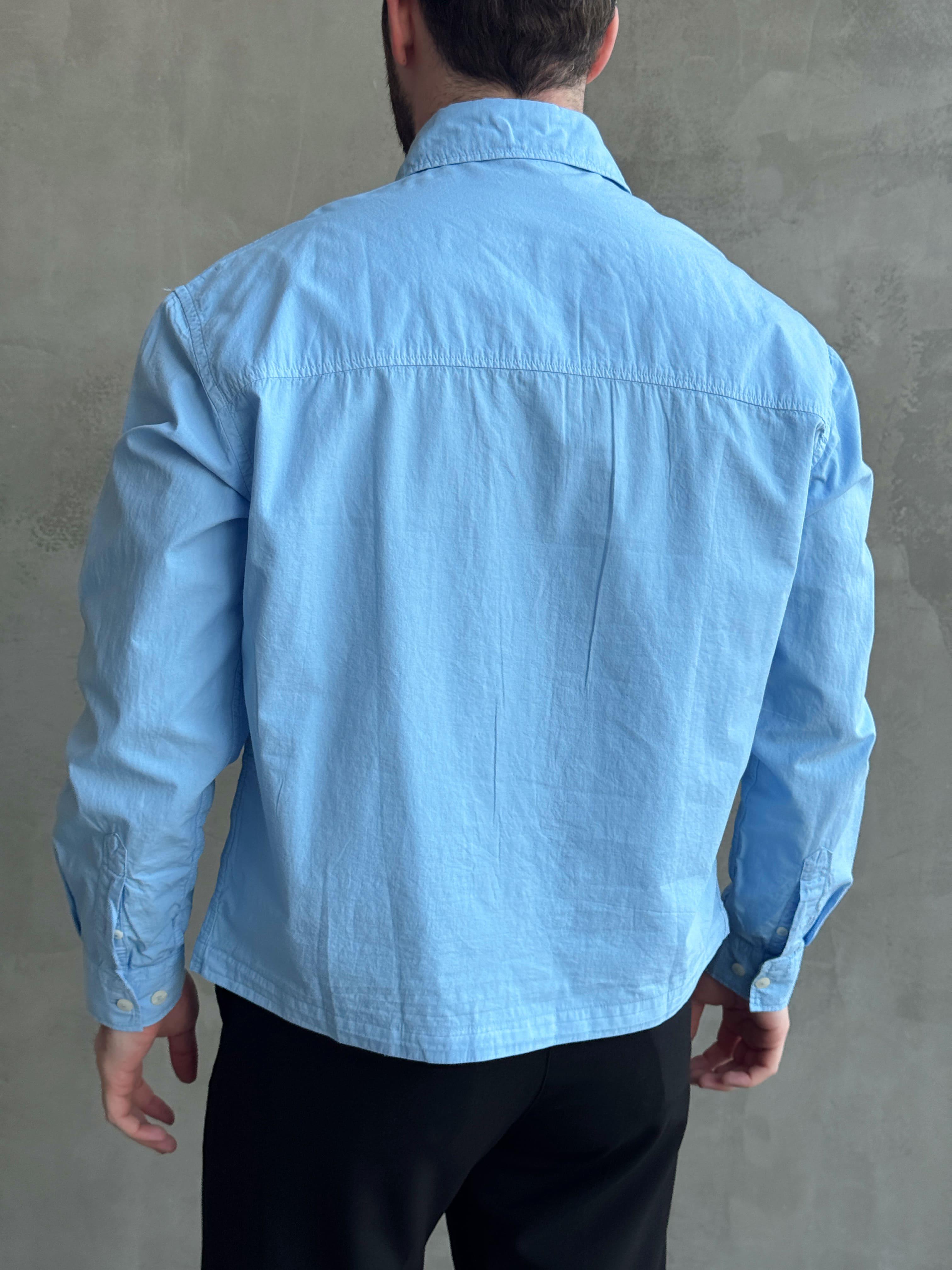 Erkek Özel Premium Seri Oversize Kalıp Cep Detaylı %100 Pamuk Gömlek-Bebe Mavi(E1625)Ketench