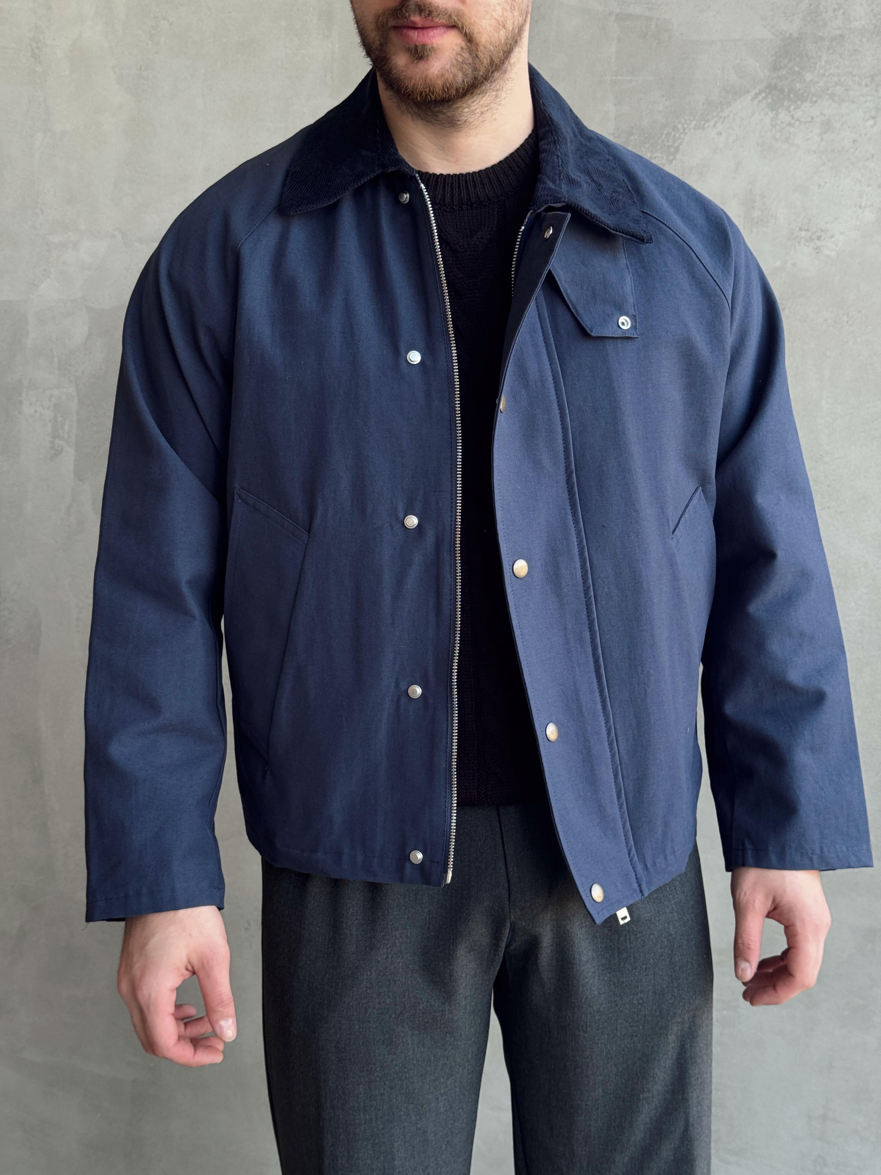 Erkek Özel Premium Seri Oversize Kalıp Kadife Yaka Çıt çıt Detay Kot Ceket-Lacivert(E1531)Ketench