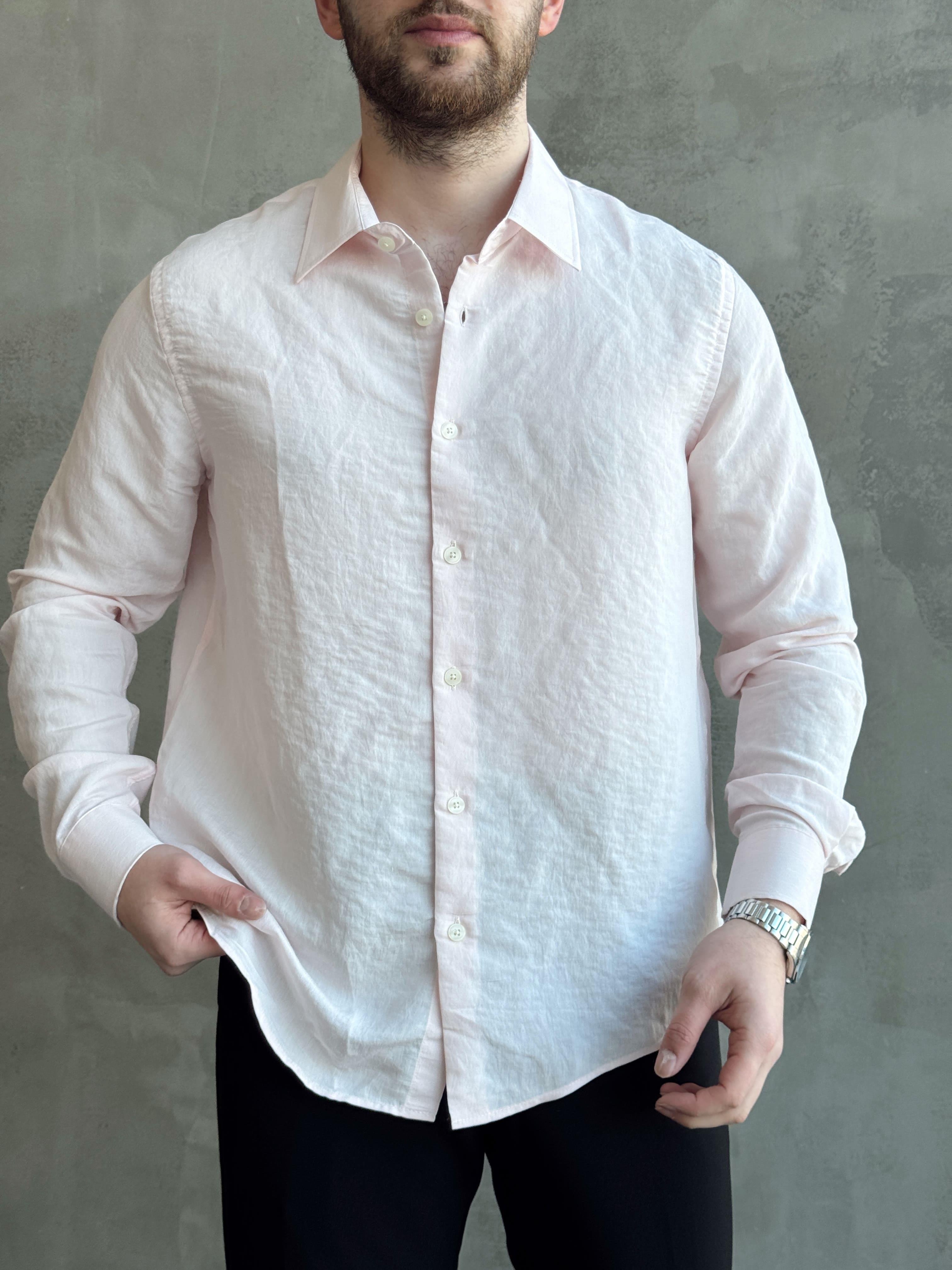 Erkek Özel Premium Seri Oversize Kalıp Çizgi Detaylı Modal Kumaş Gömlek-Pembe(E1657)Ketench