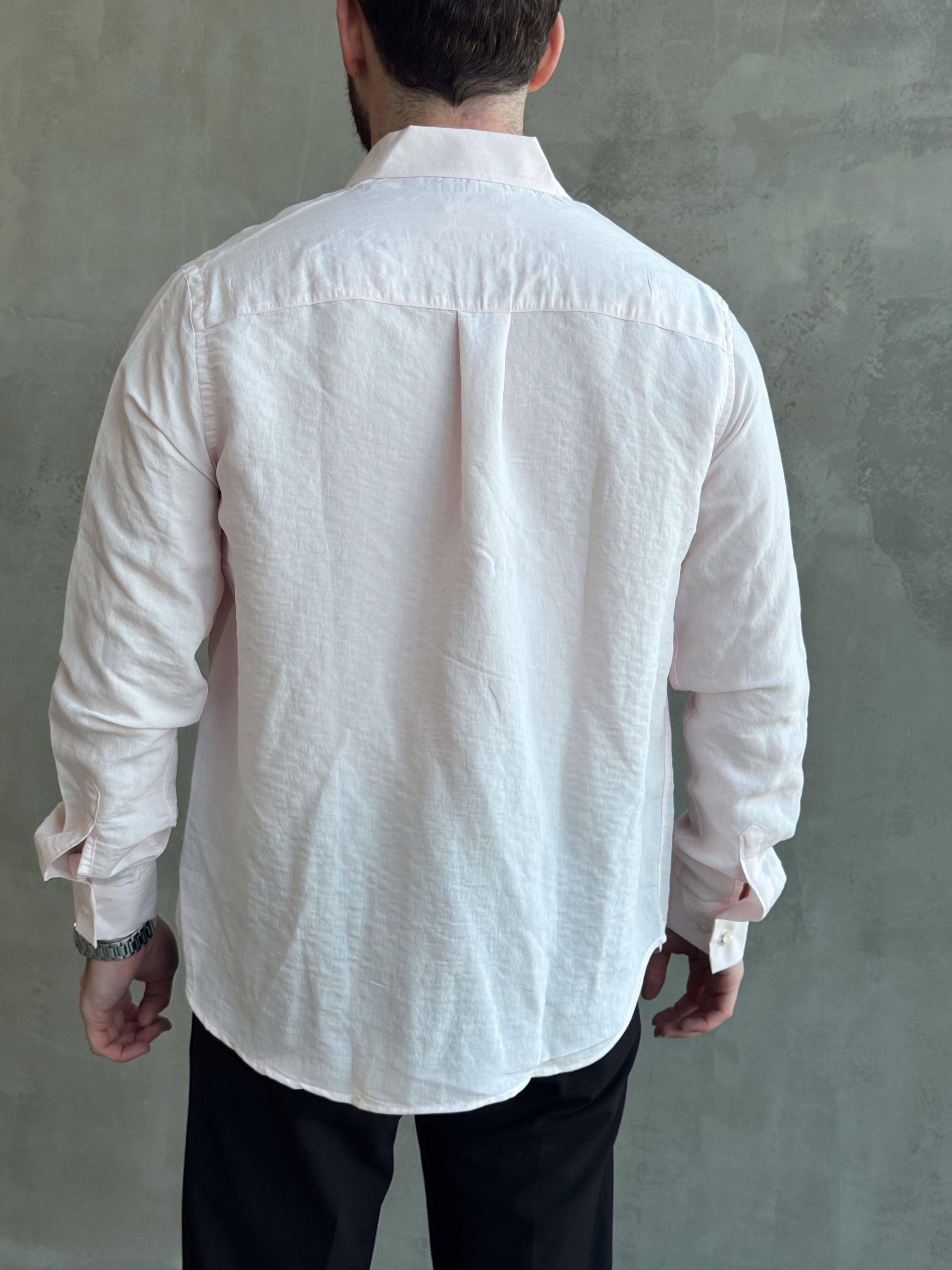 Erkek Özel Premium Seri Oversize Kalıp Çizgi Detaylı Modal Kumaş Gömlek-Pembe(E1657)Ketench