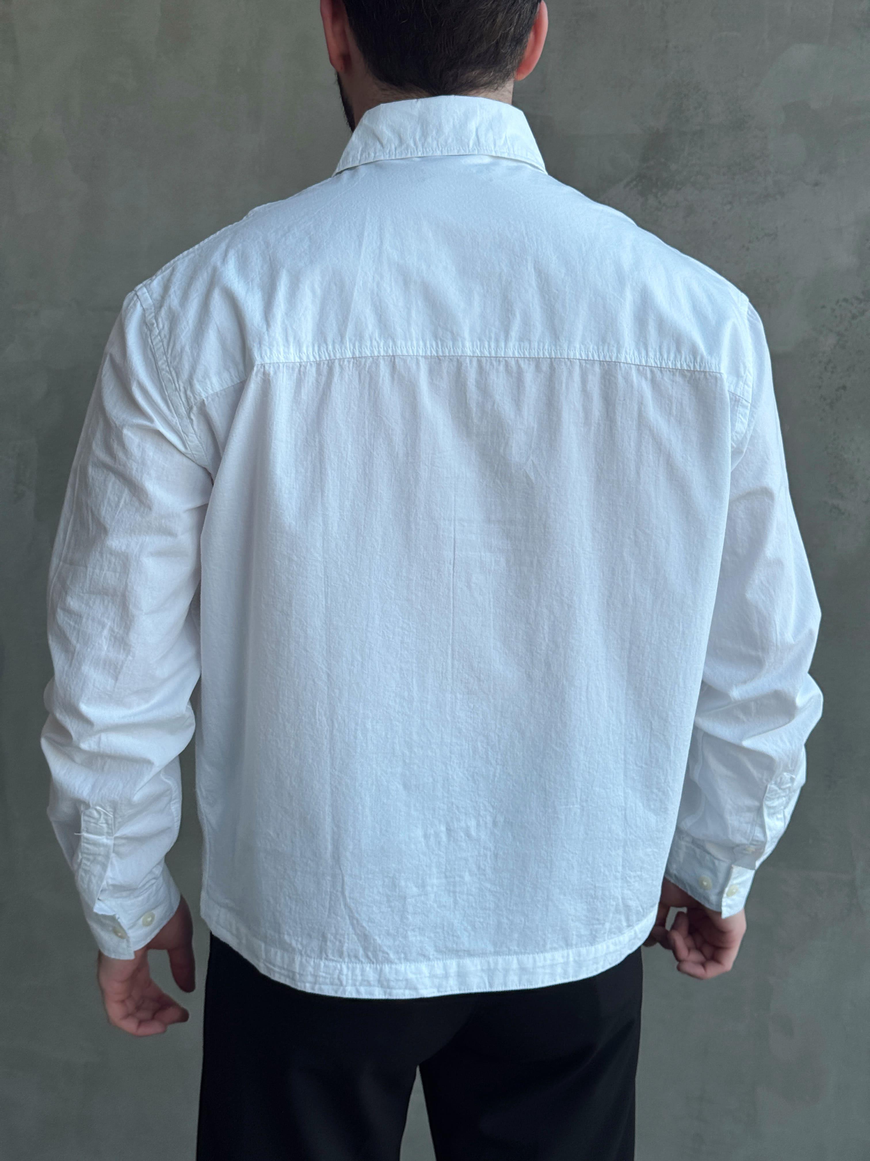 Erkek Özel Premium Seri Oversize Kalıp Cep Detaylı %100 Pamuk Gömlek-Beyaz(E1625)Ketench