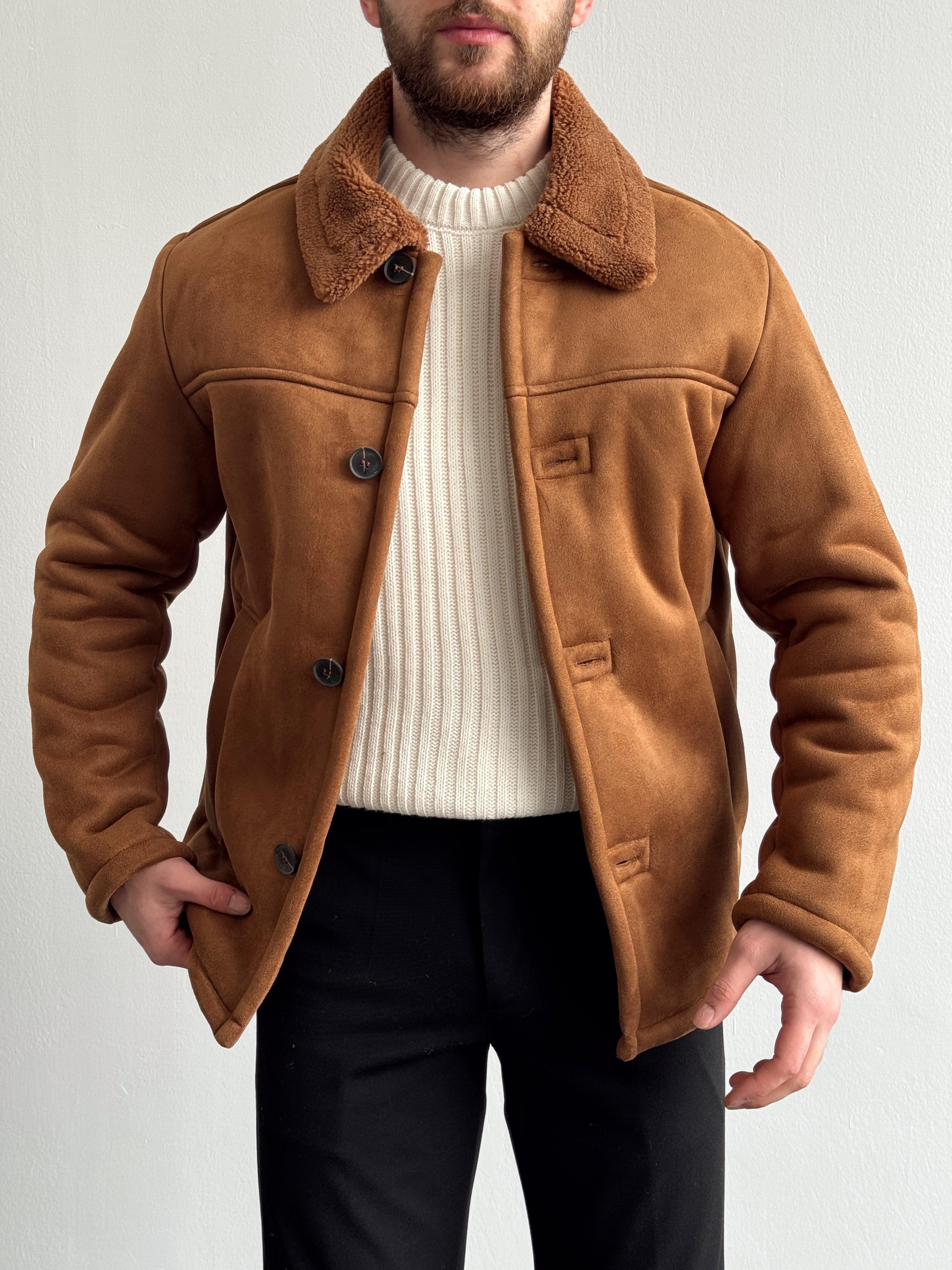 Erkek Özel Premium Seri Regular Fit Astar Detay Süet Mont-Kahverengi(E1173)Ketench