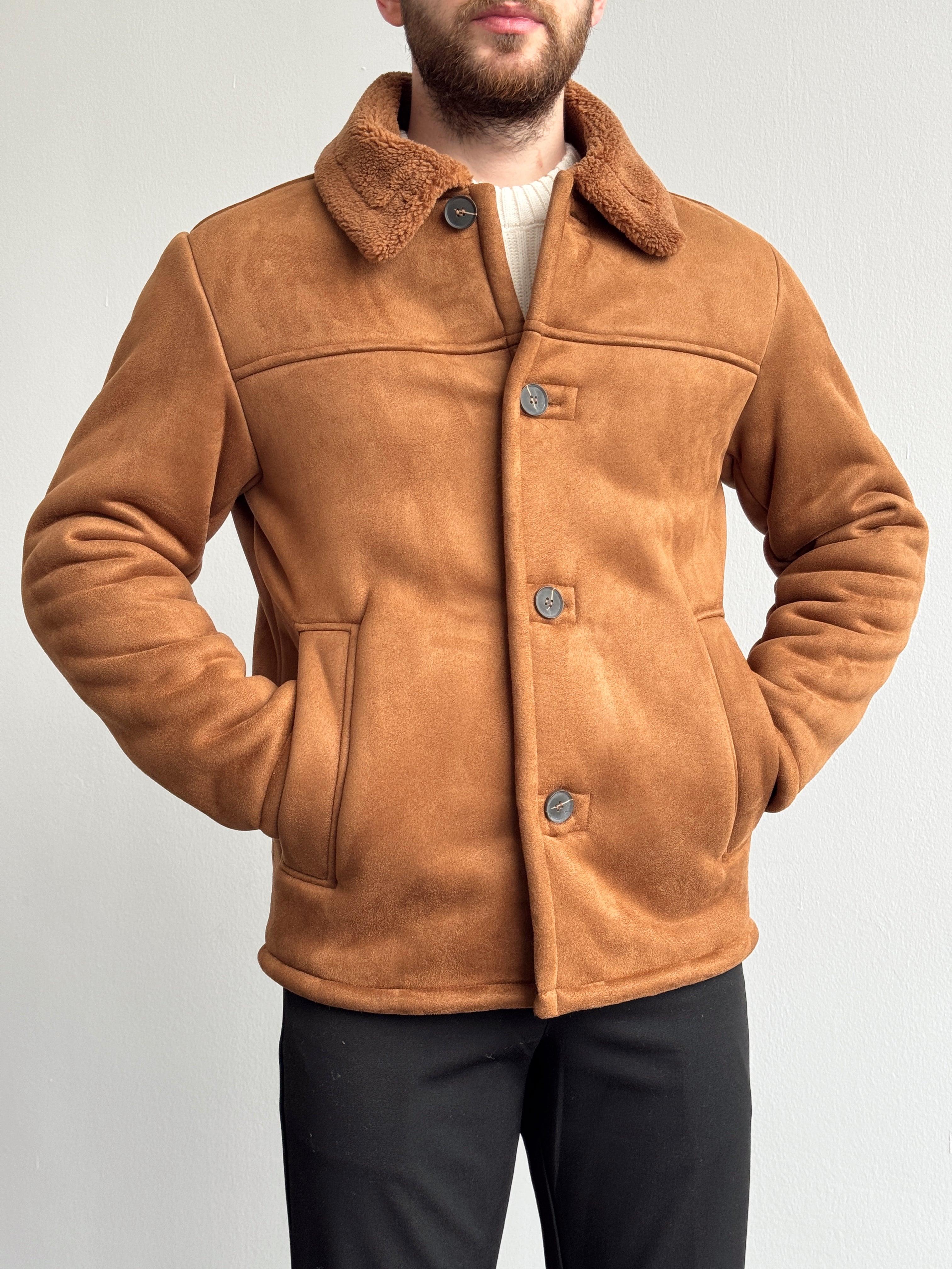Erkek Özel Premium Seri Regular Fit Astar Detay Süet Mont-Kahverengi(E1173)Ketench