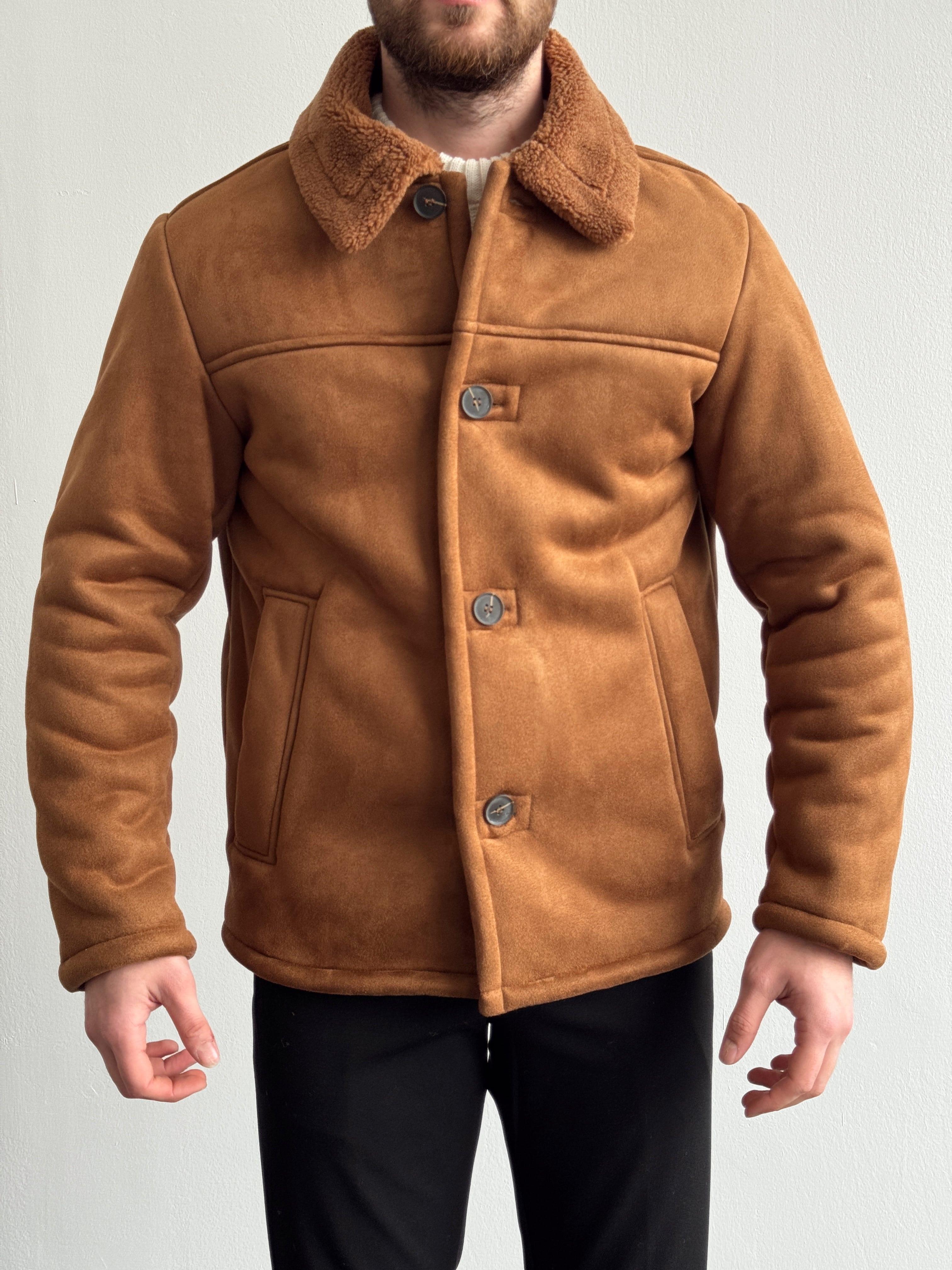 Erkek Özel Premium Seri Regular Fit Astar Detay Süet Mont-Kahverengi(E1173)Ketench