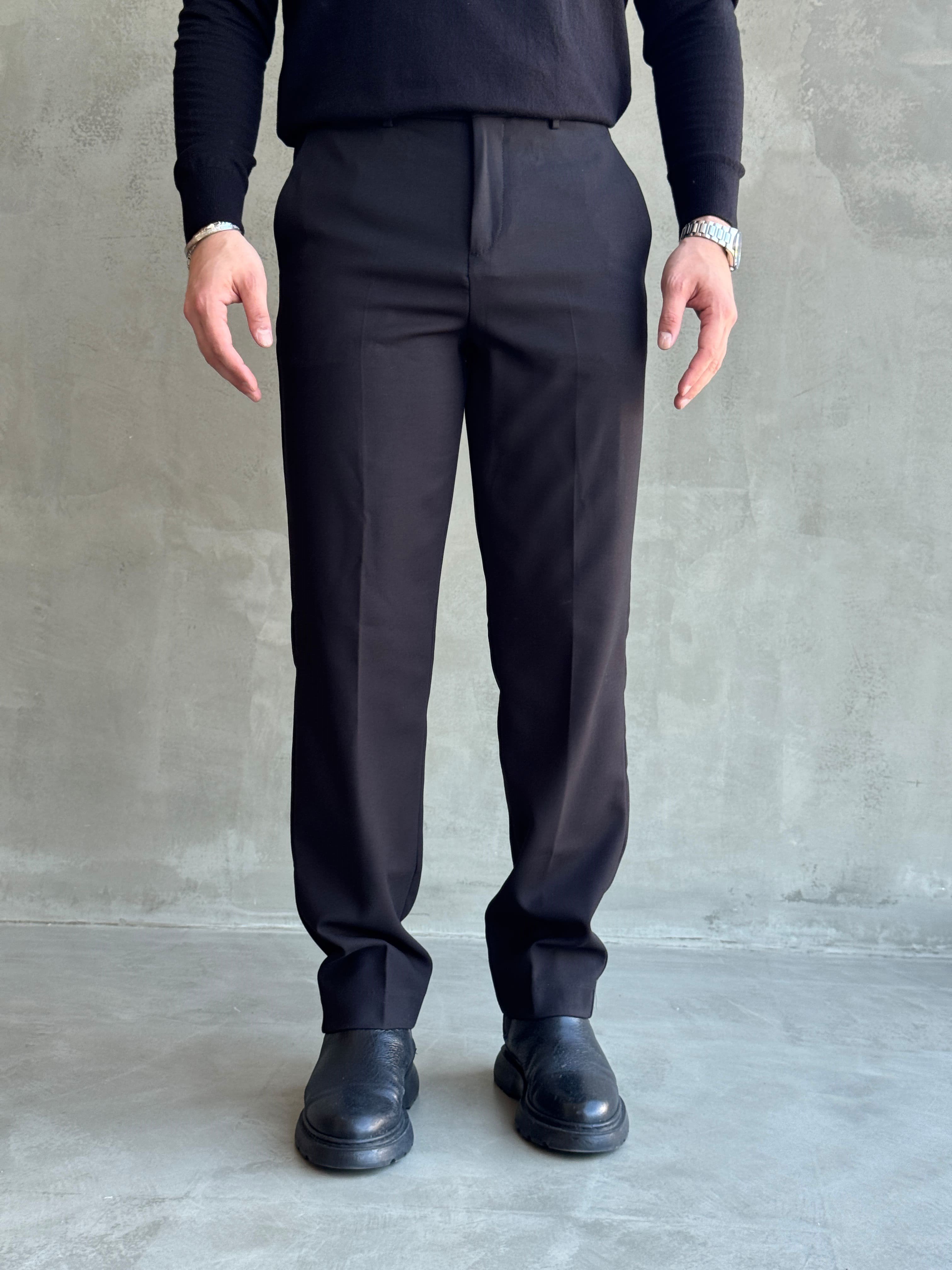 Erkek Özel Premium Seri Regular Fit Kalıp Kışlık Kumaş Pantolon-Siyah(E1821)Ketench