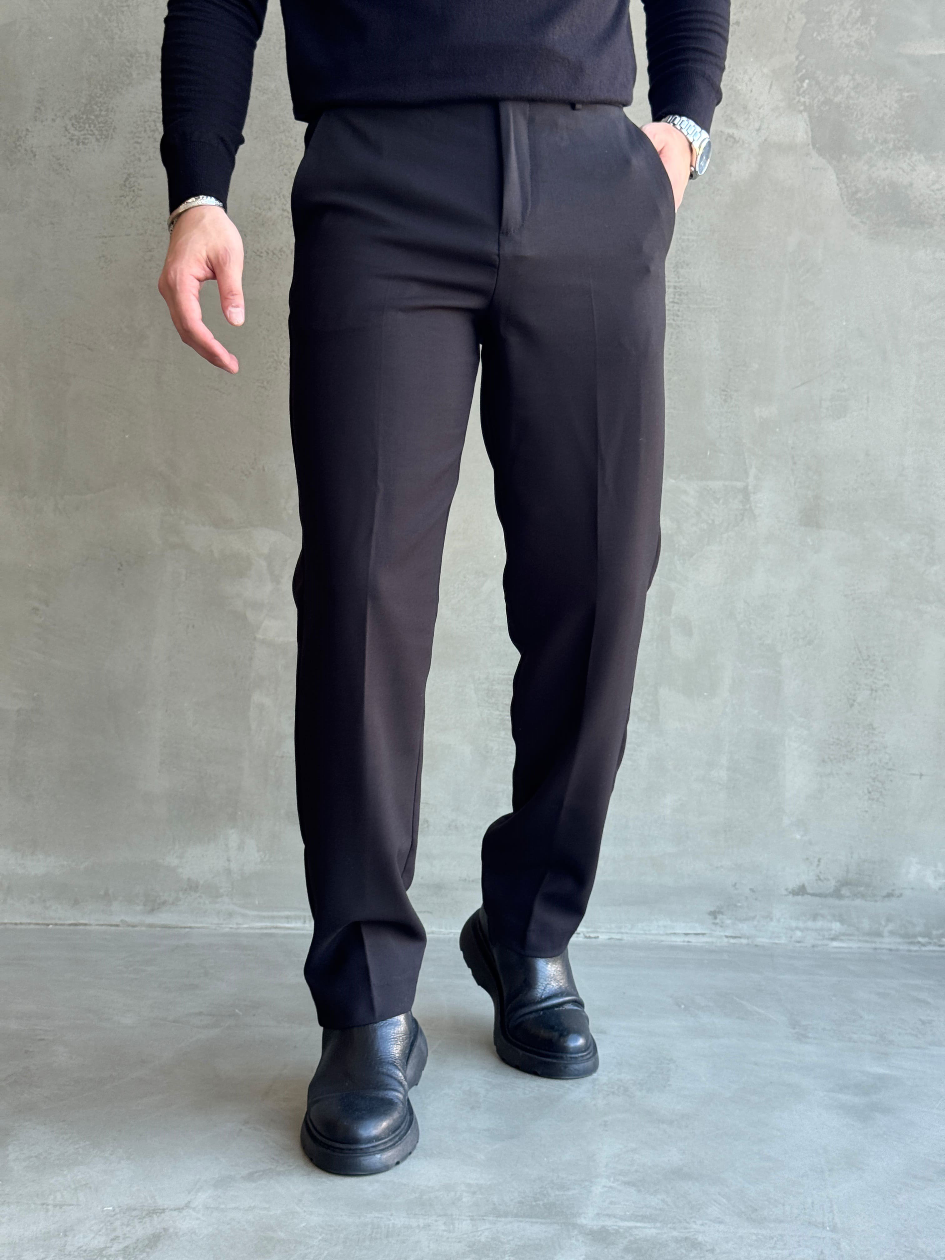 Erkek Özel Premium Seri Regular Fit Kalıp Kışlık Kumaş Pantolon-Siyah(E1821)Ketench