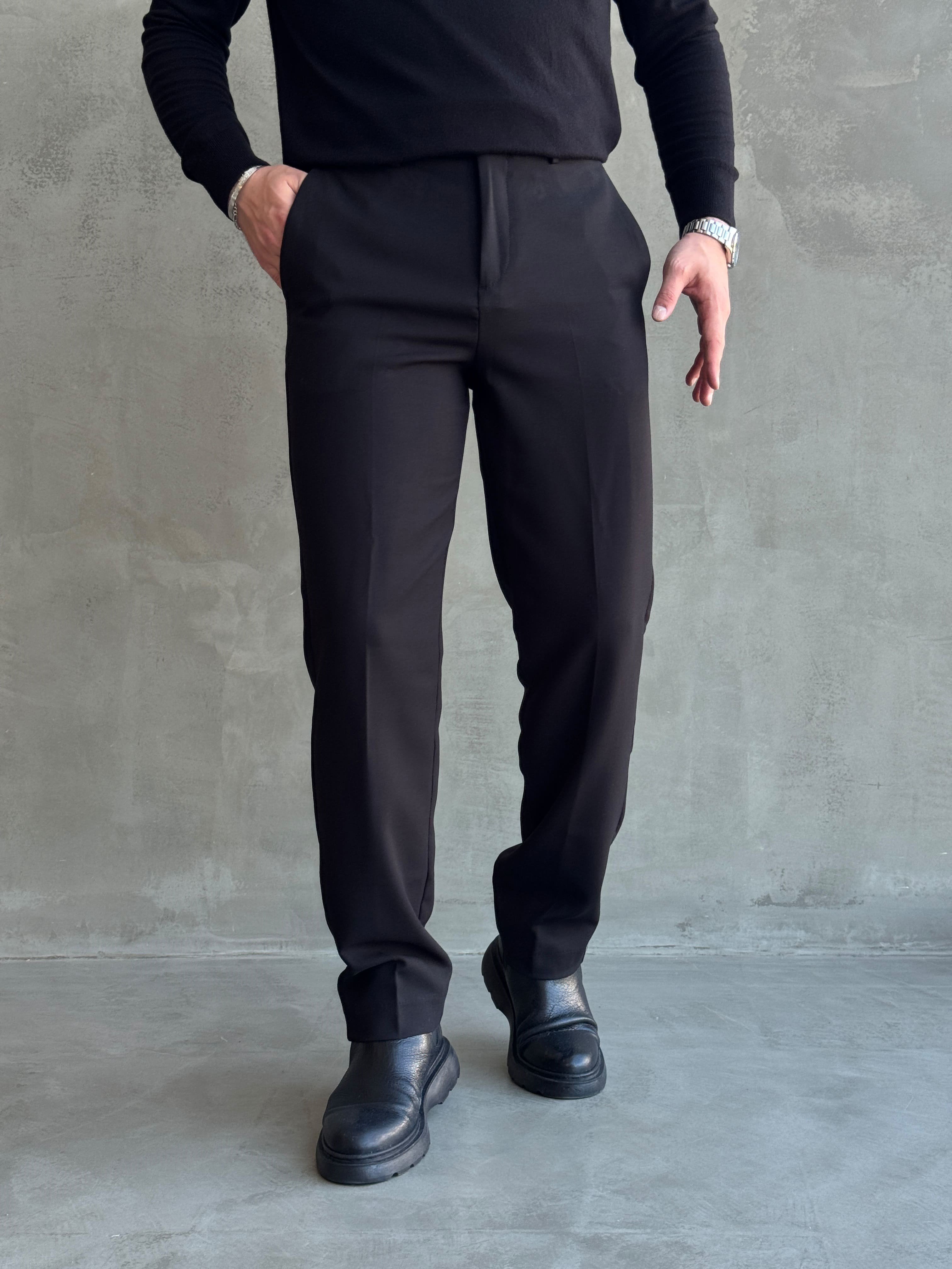 Erkek Özel Premium Seri Regular Fit Kalıp Kışlık Kumaş Pantolon-Siyah(E1821)Ketench