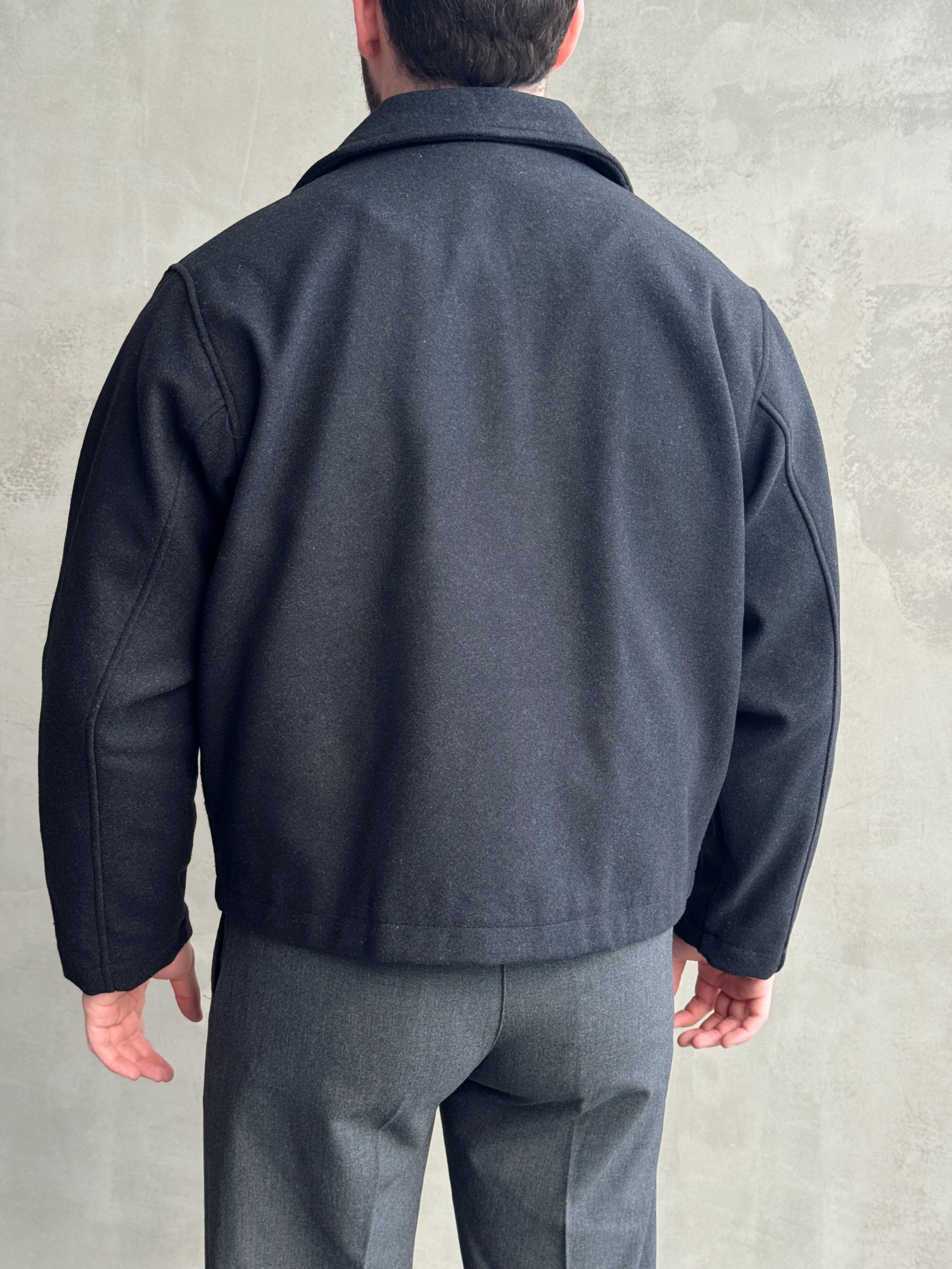 Erkek Özel Premium Seri Relax Fit Çift Fermuarlı Crop Kesim Kaşe Ceket-Siyah(E1831)Ketench