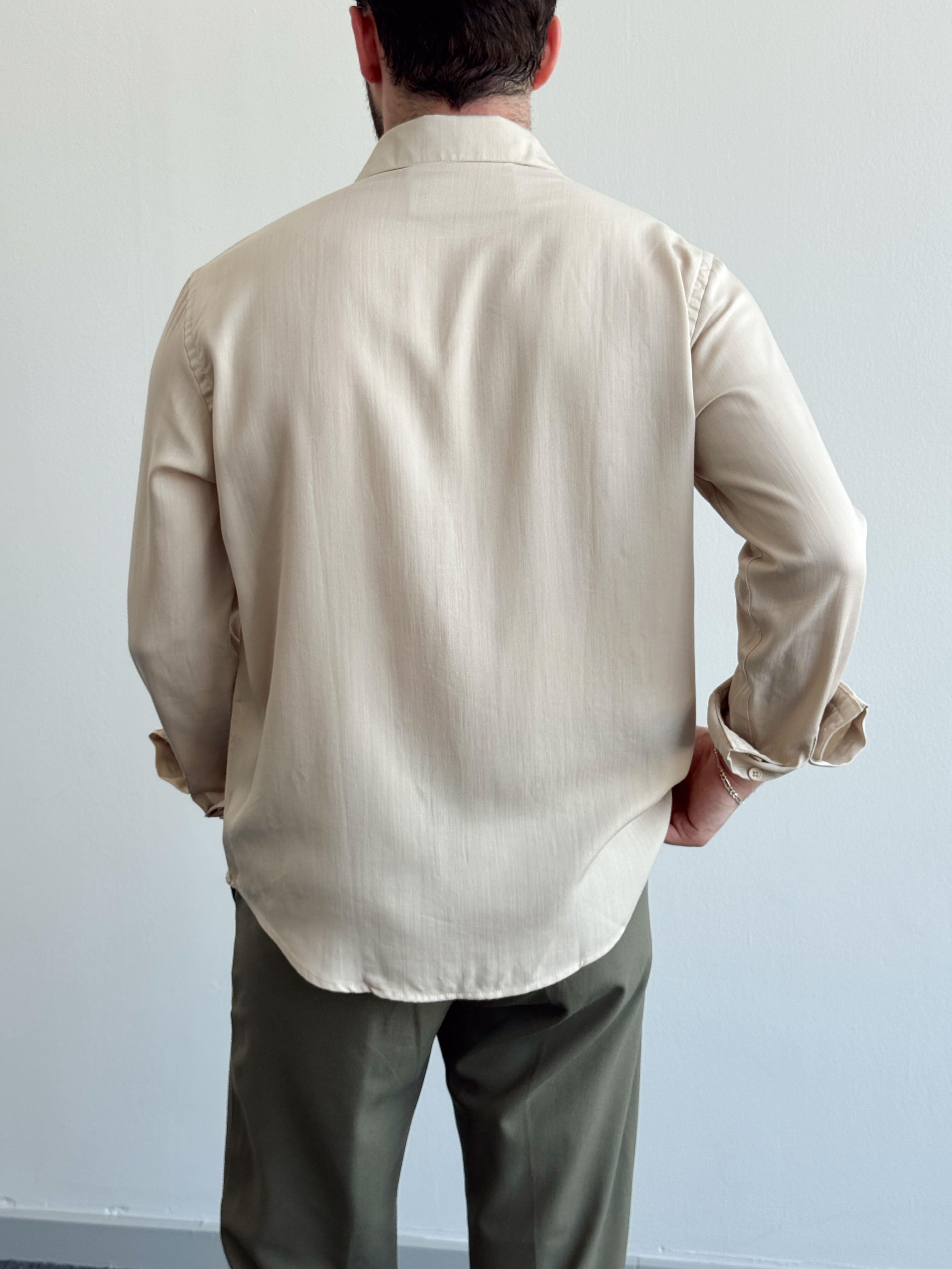 Erkek Özel Premium Seri Relax Fit Liyosel Kumaş Gömlek-Bej(E1436)Ketench