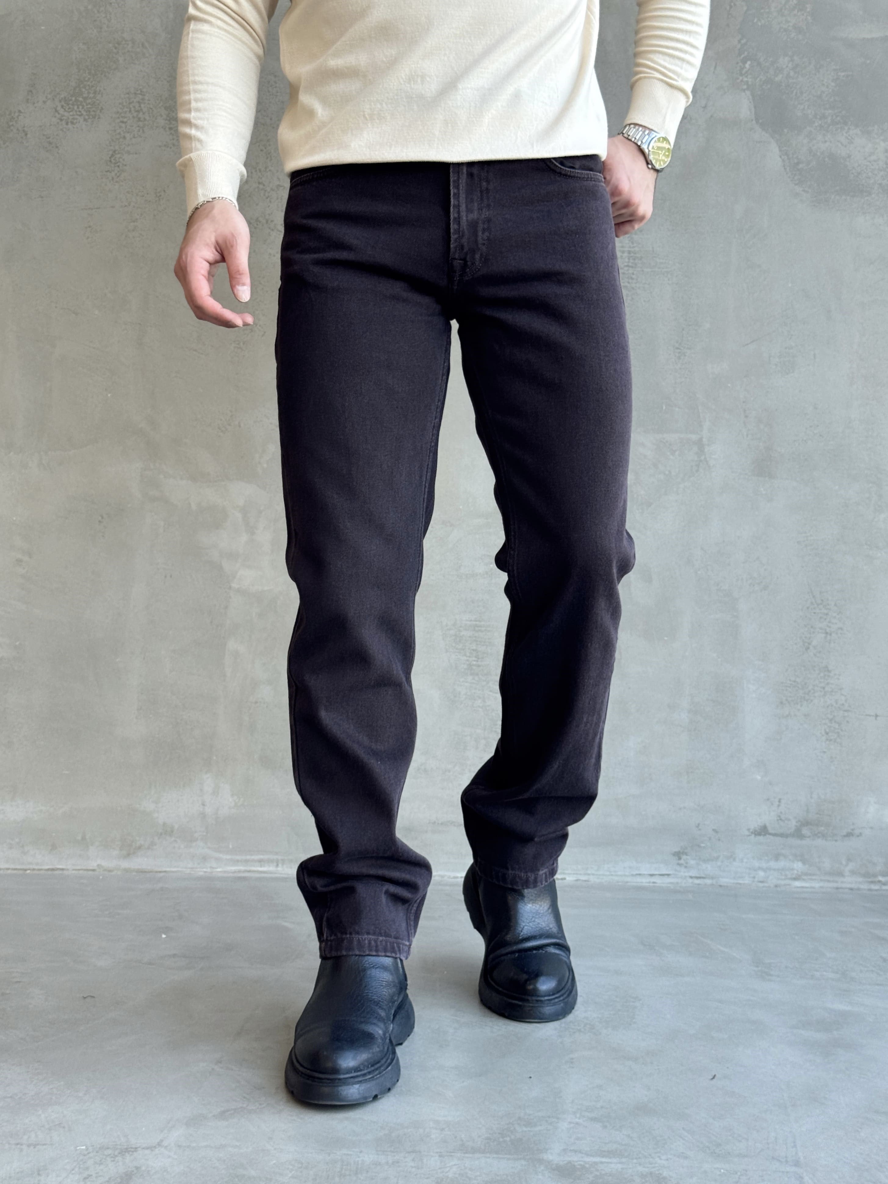 Erkek Özel Premium Seri Taper Fit Klasik Jean-Dark Brown(E1817)Ketench
