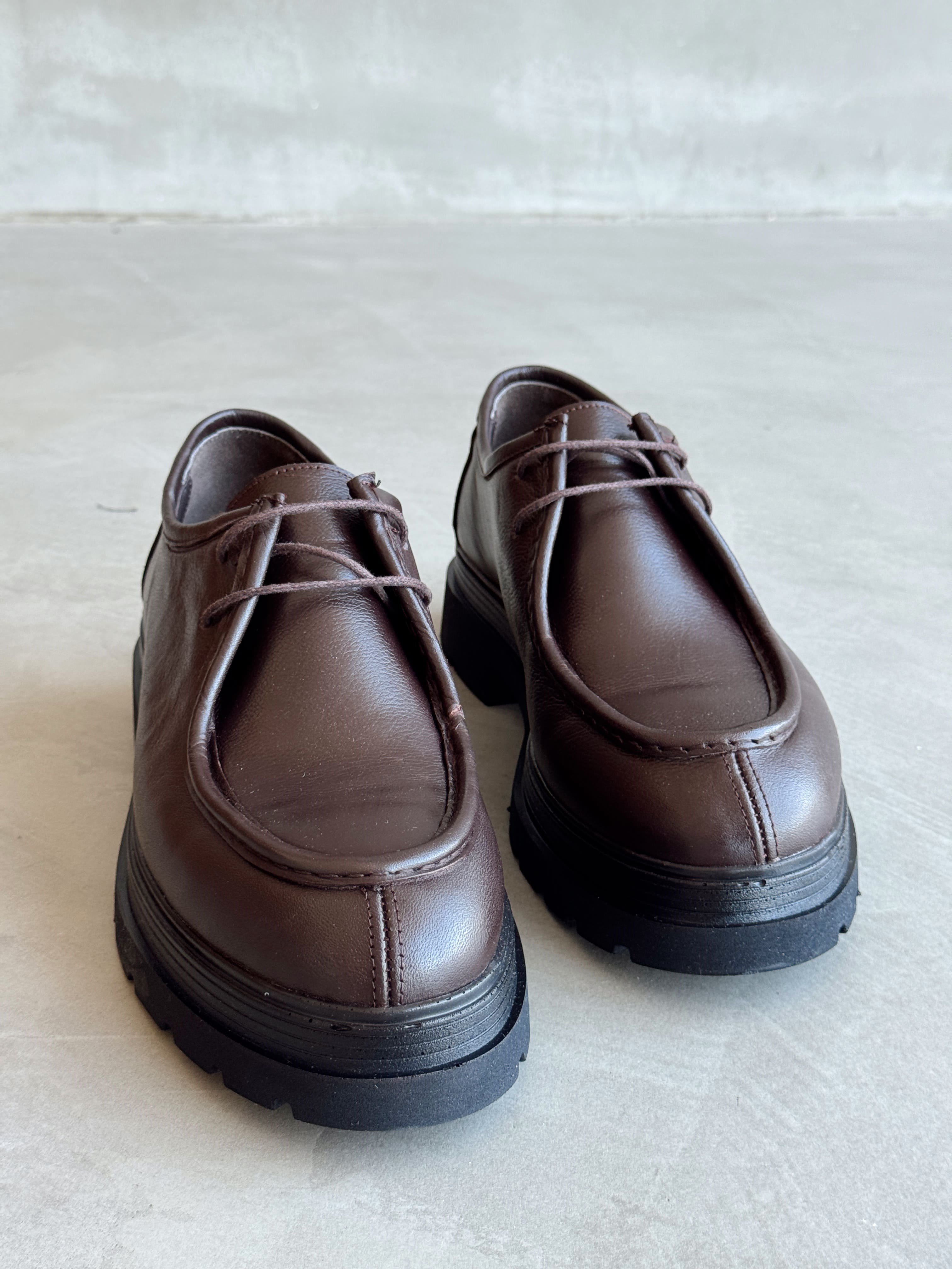 Erkek Premium Kalite %100 Deri Bağcıklı Oxford Stil Yüksek Taban Ayakkabı-Kahverengi(E1734)Ketench