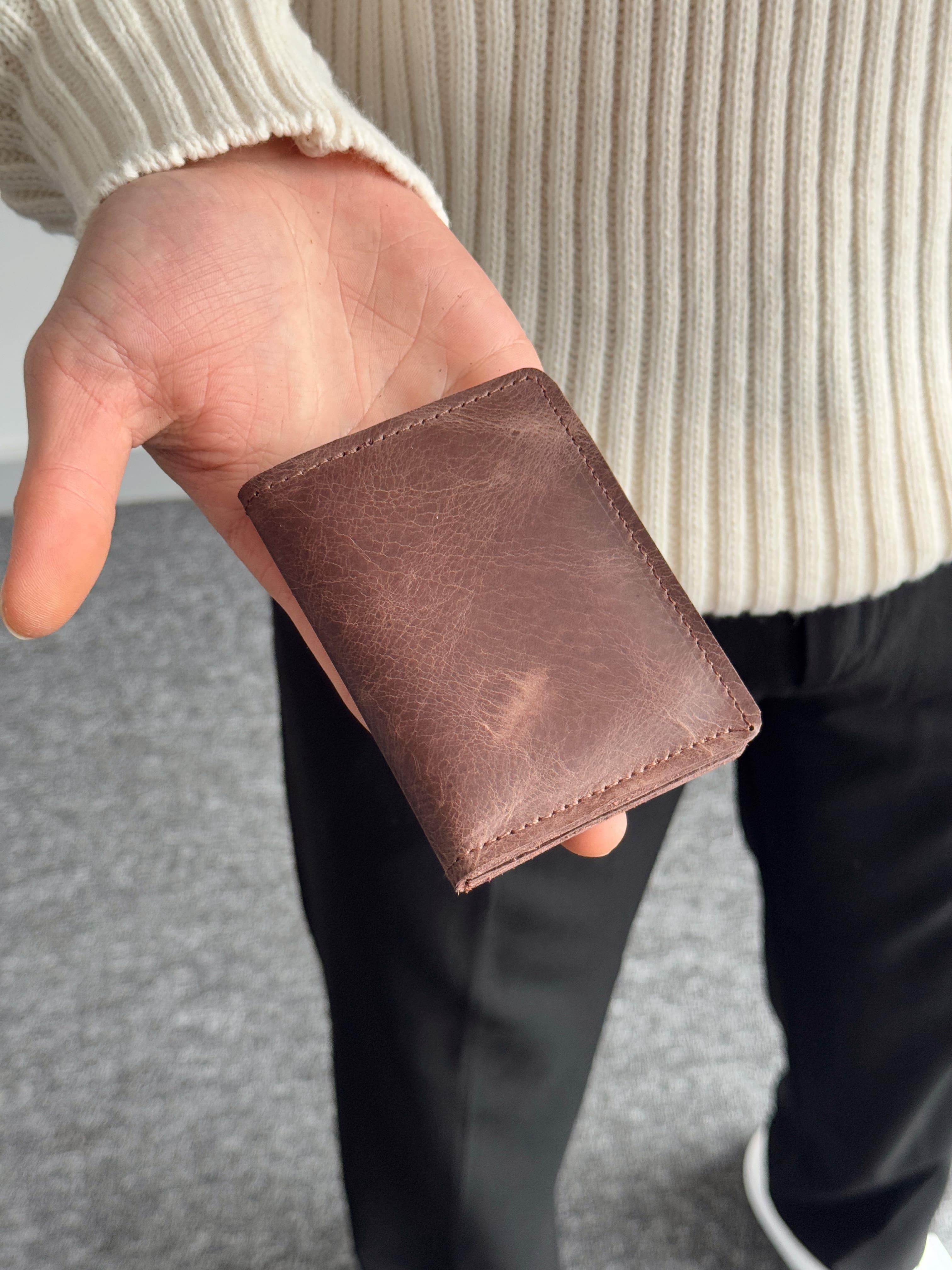 Erkek Premium Kalite %100 Hakiki Deri Kartlık Cüzdan-Acı Kahve(E1269)Ketench