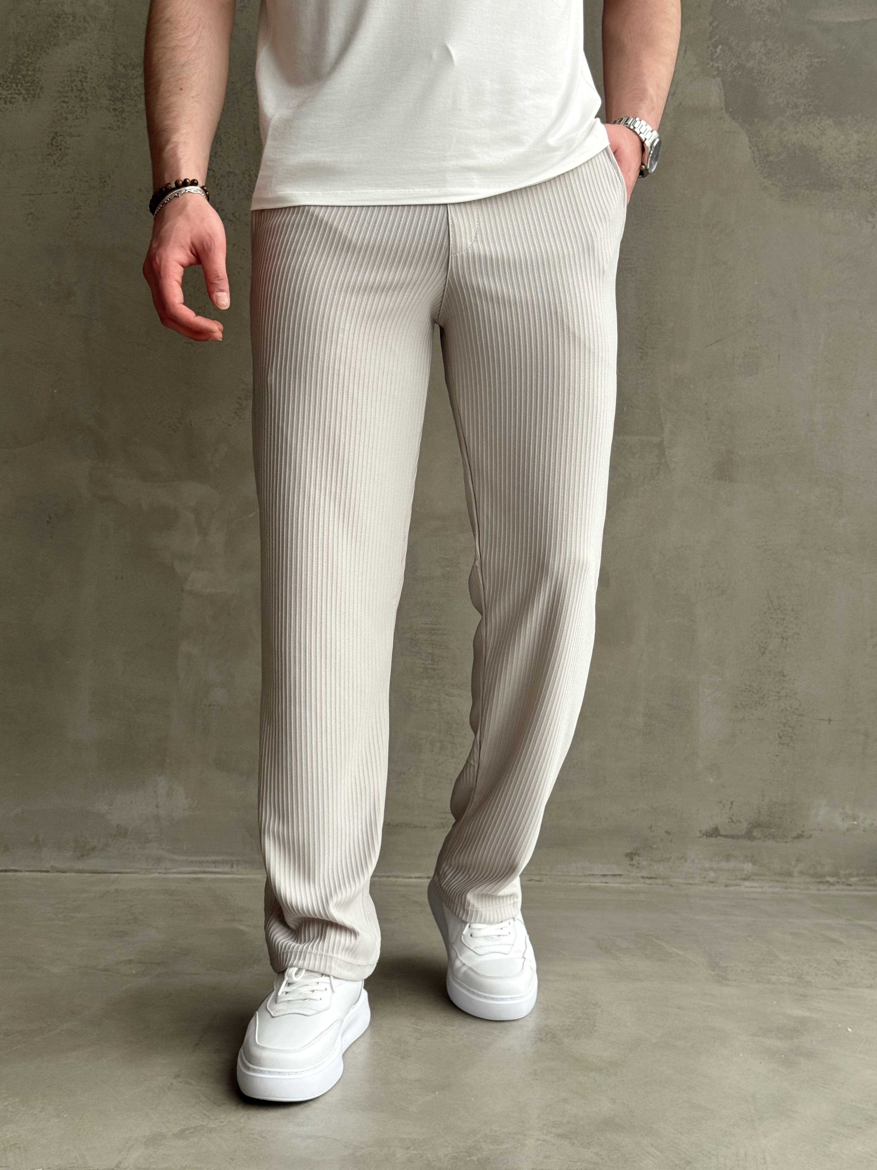 Erkek Premium Kalite Baggy Kalıp Beli Lastikli İp Detay Fitilli Eşofman-Gri(E1735)Ketench