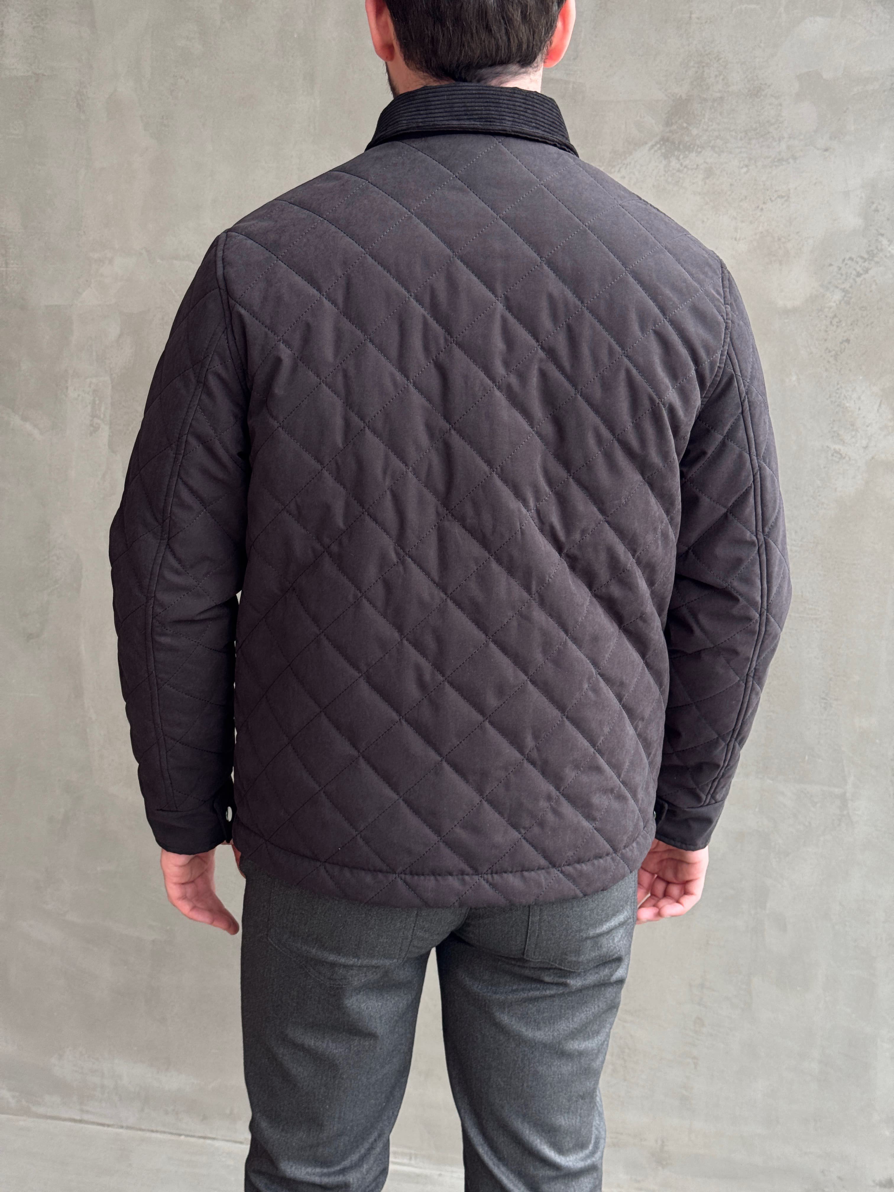 Erkek Premium Kalite BRB Model Regular Kalıp Kadife Yaka Baklava Desenli Süet Ceket-Siyah(E1898)Ketench