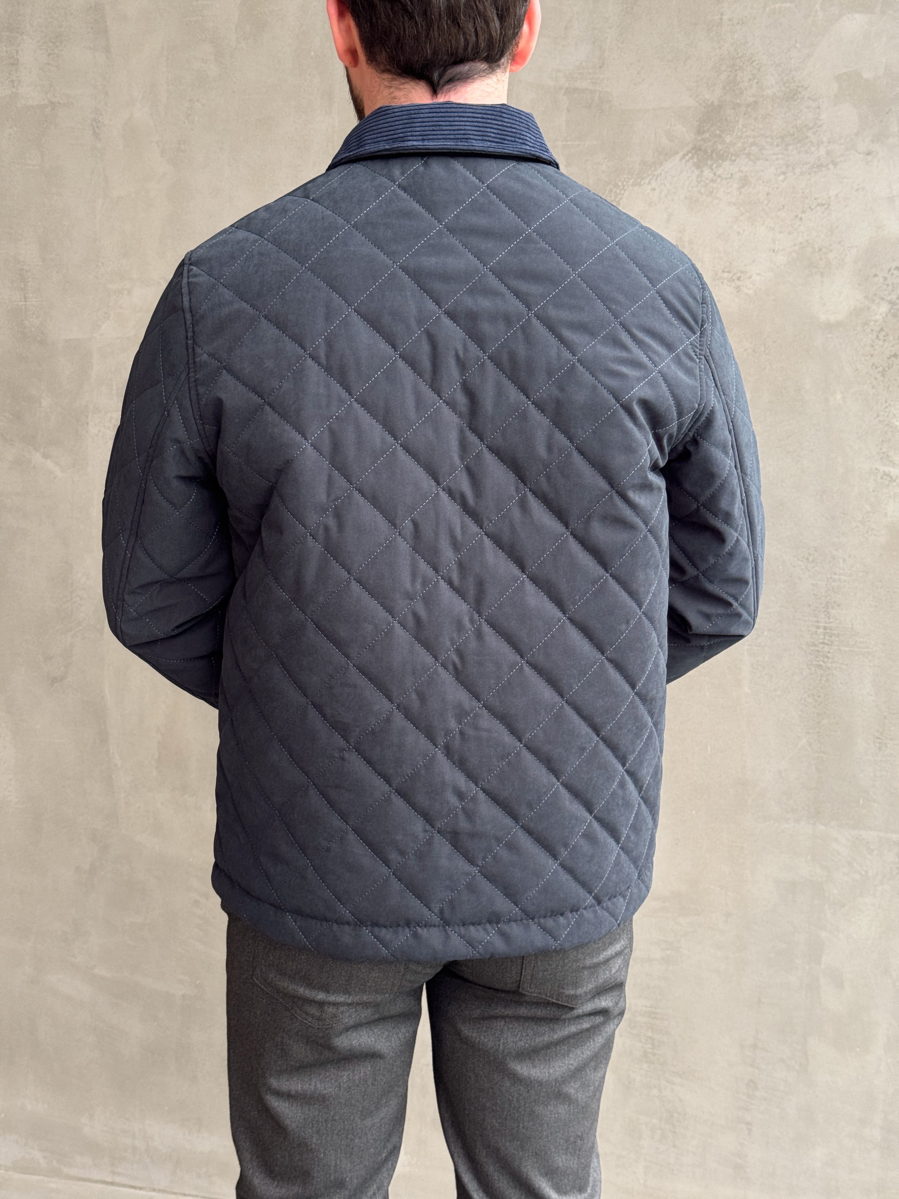 Erkek Premium Kalite BRB Model Regular Kalıp Kadife Yaka Baklava Desenli Süet Ceket-Lacivert(E1898)Ketench