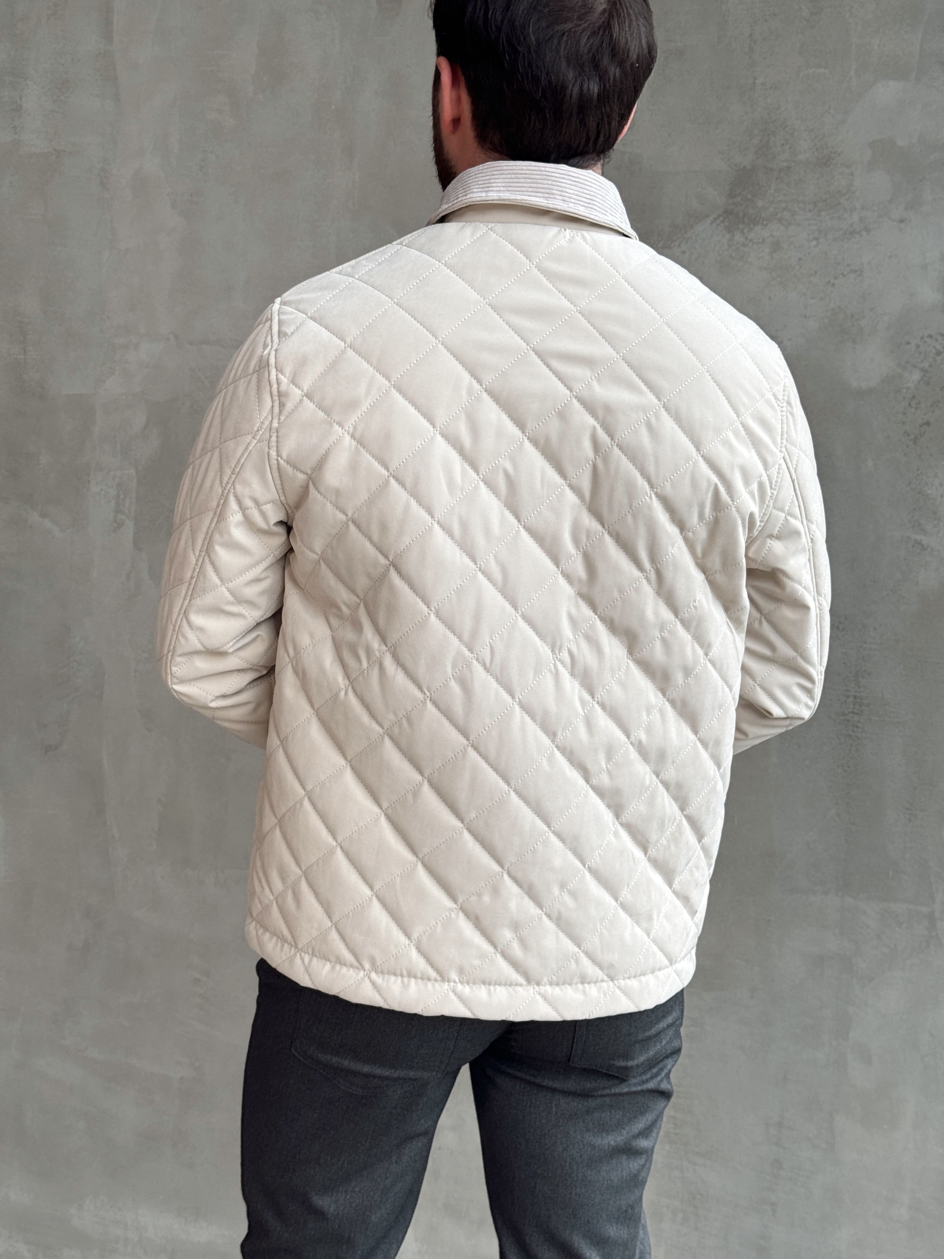 Erkek Premium Kalite BRB Model Regular Kalıp Kadife Yaka Baklava Desenli Süet Ceket-Bej(E1898)Ketench