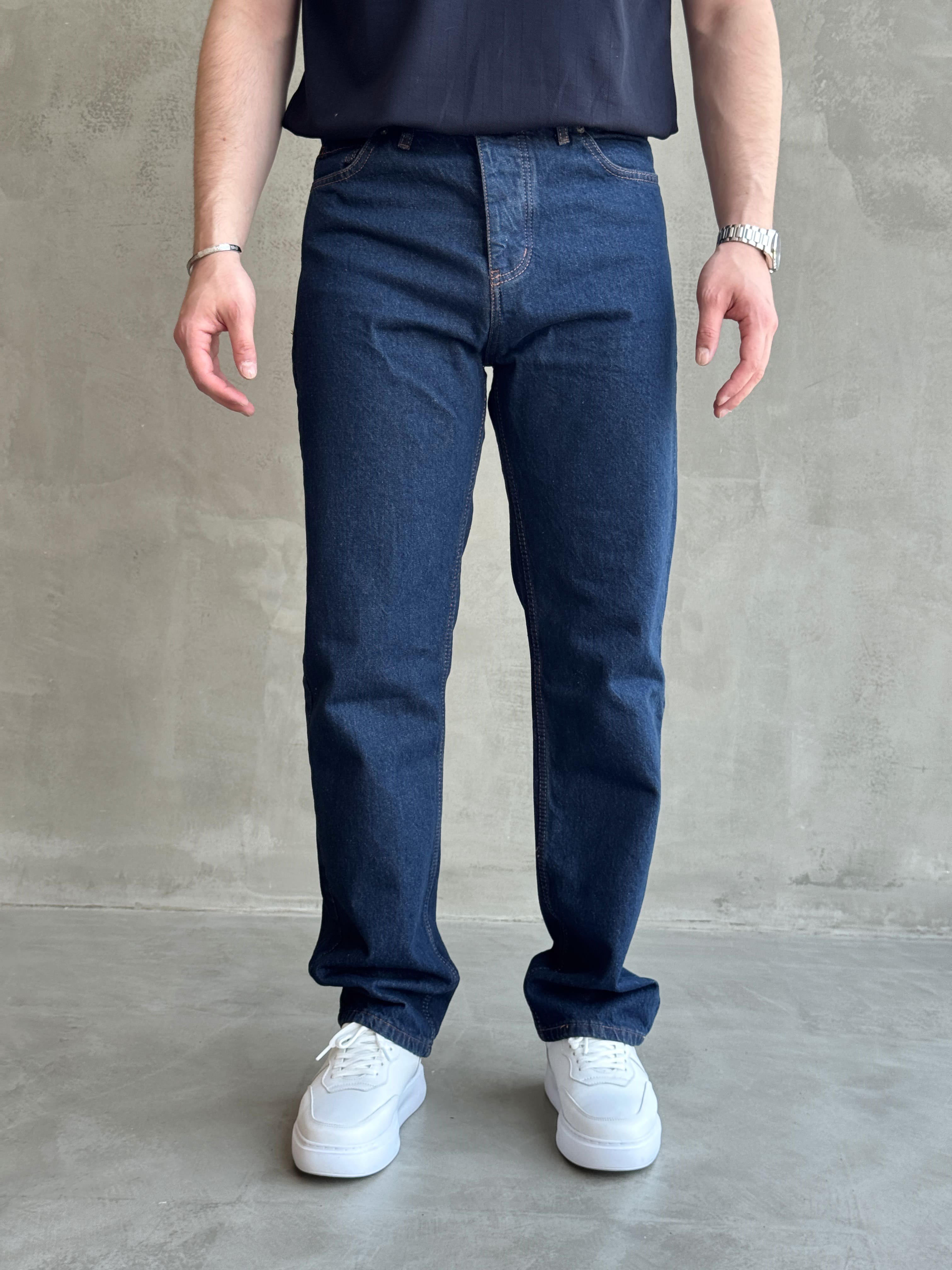 Erkek Premium Kalite Likralı Baggy Kalıp Denim Jean-Lacivert(E1750) TD:975Ketench