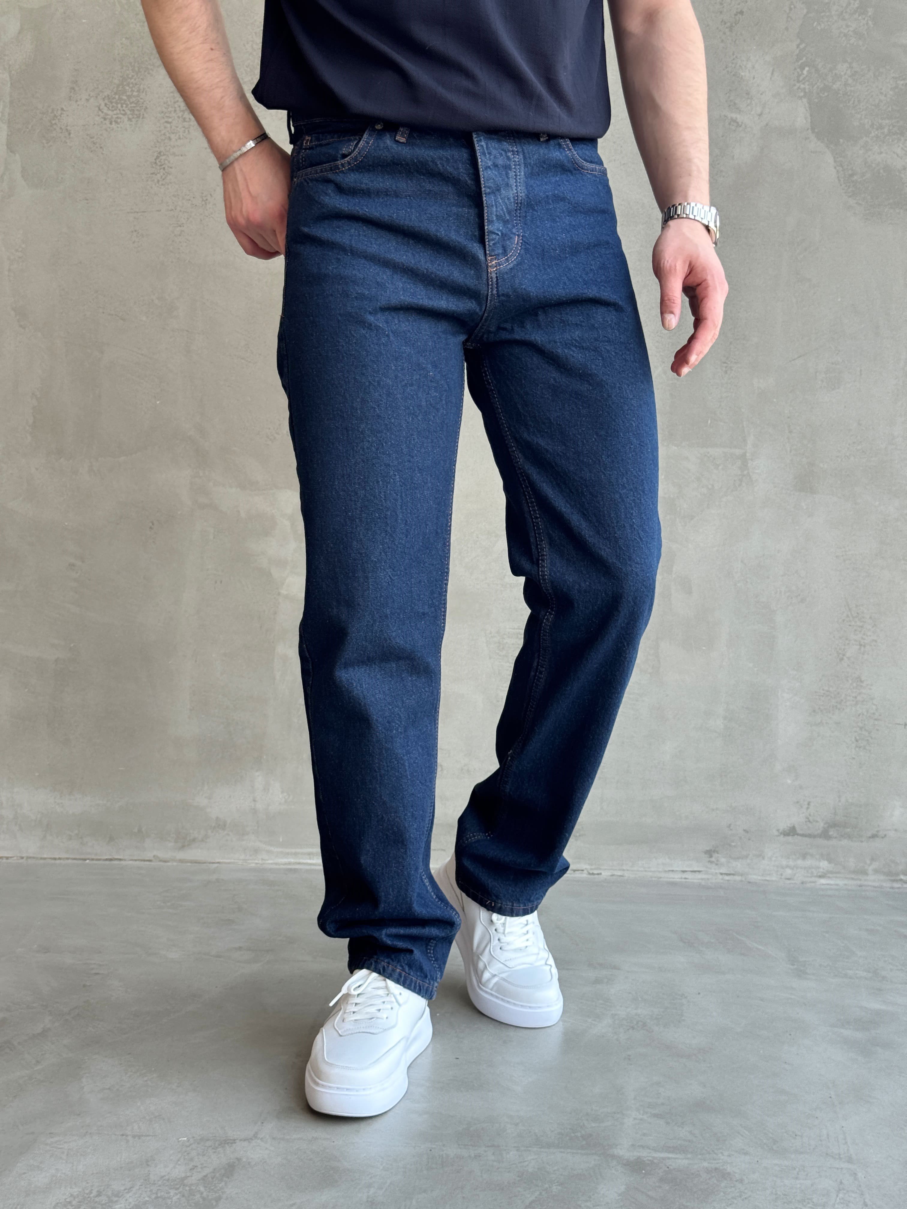 Erkek Premium Kalite Likralı Baggy Kalıp Denim Jean-Lacivert(E1750) TD:975Ketench