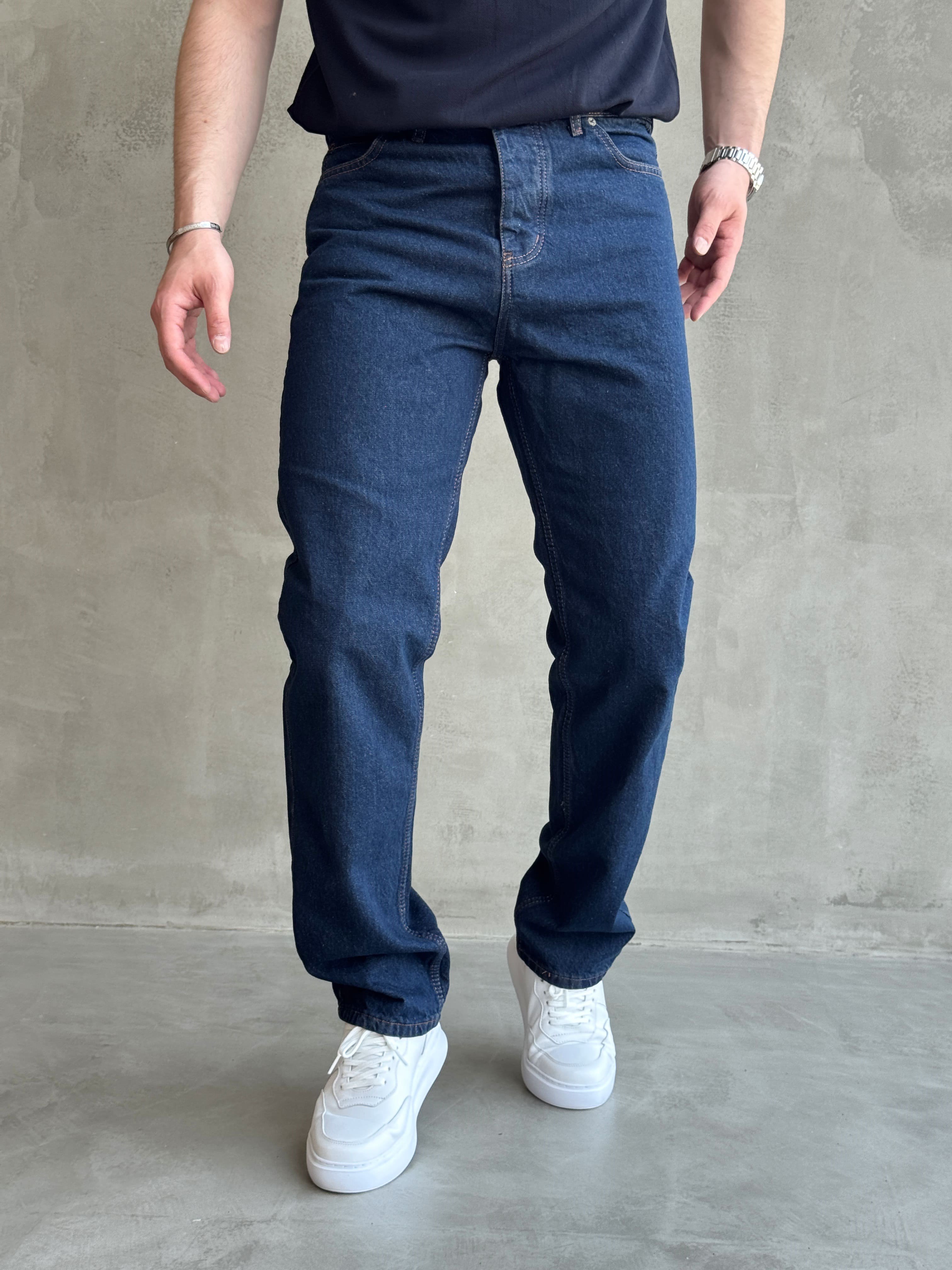 Erkek Premium Kalite Likralı Baggy Kalıp Denim Jean-Lacivert(E1750) TD:975Ketench