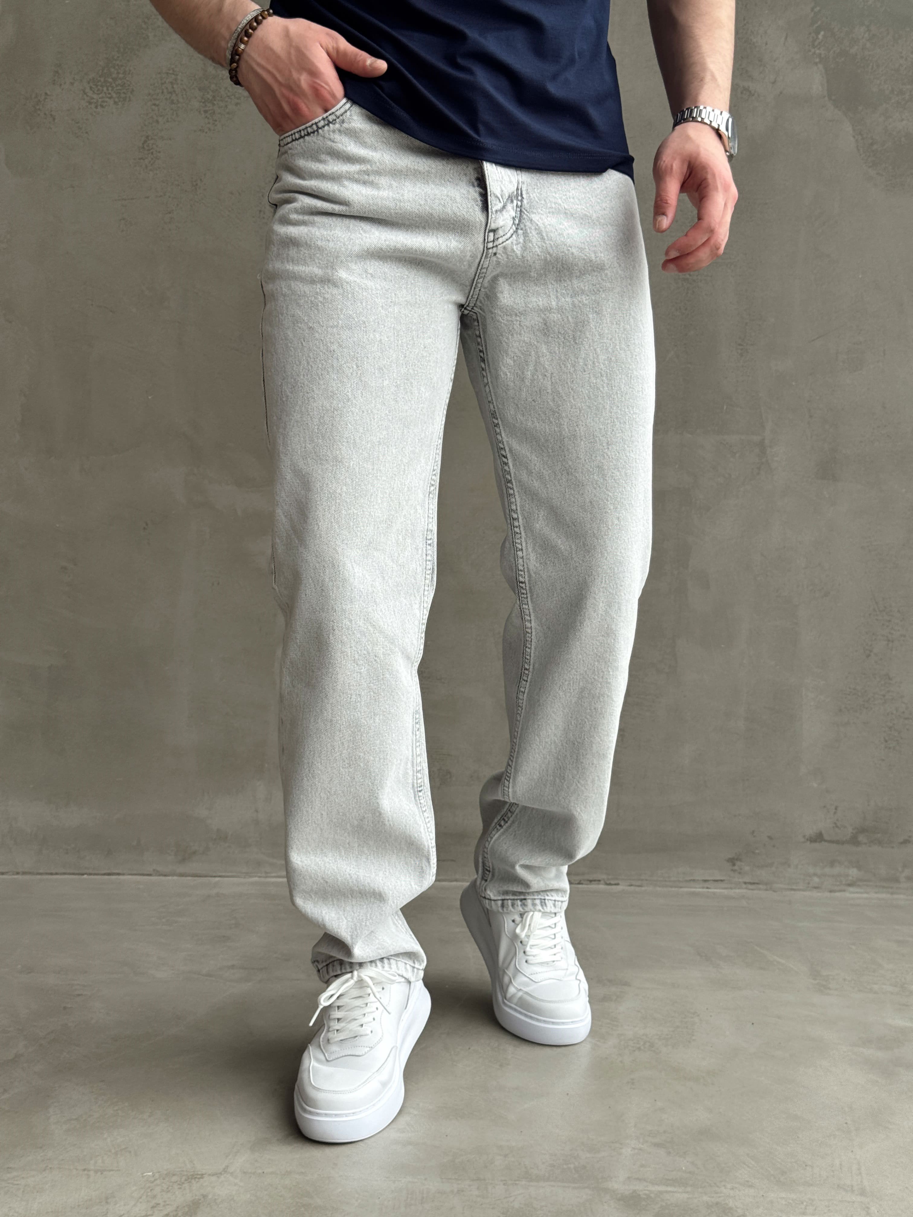 Erkek Premium Kalite Likralı Baggy Kalıp Denim Jean-Gri(E1750) TD:749Ketench