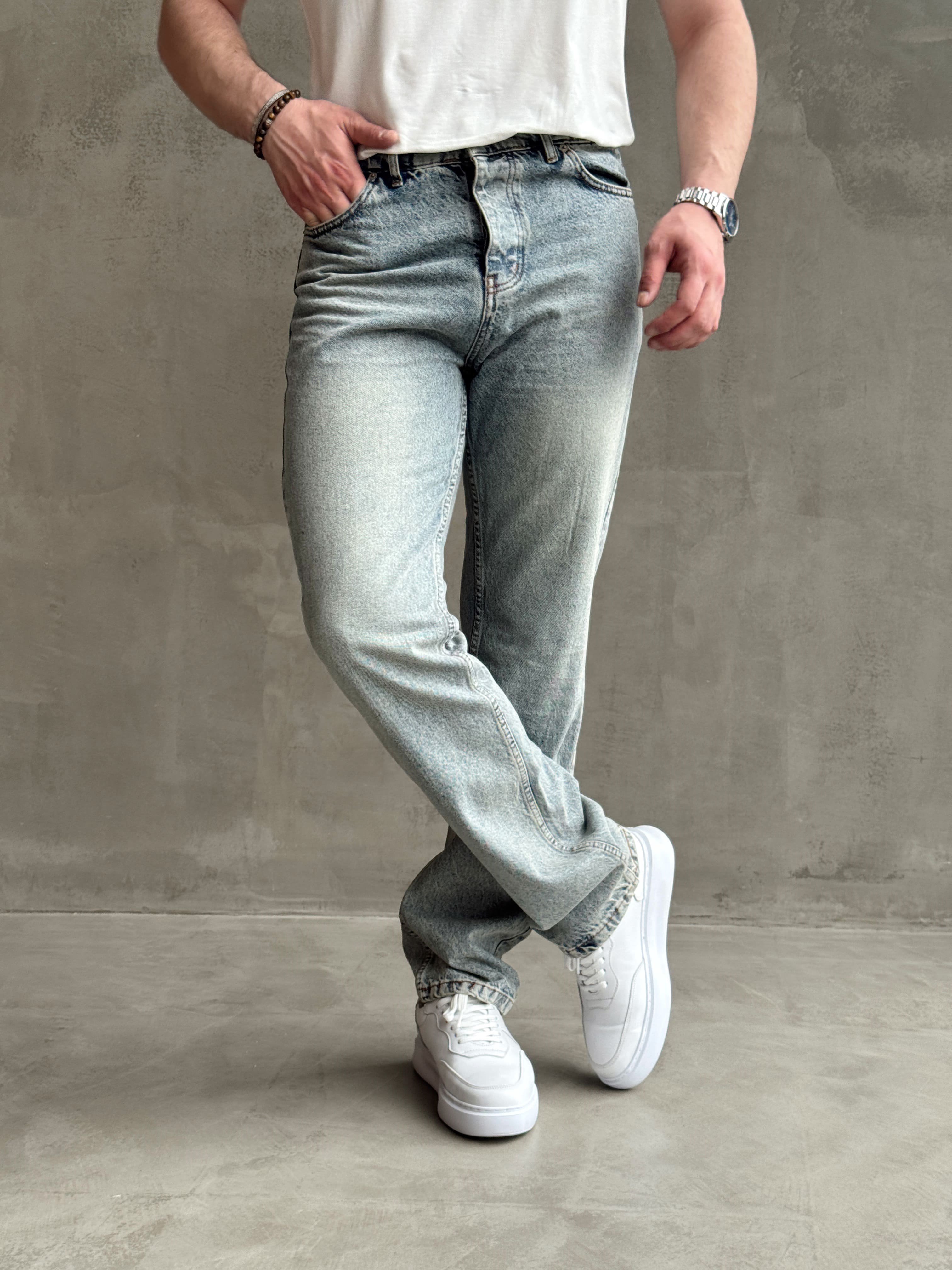 Erkek Premium Kalite Likralı Baggy Kalıp Denim Jean-Retro(E1750) TD:753Ketench
