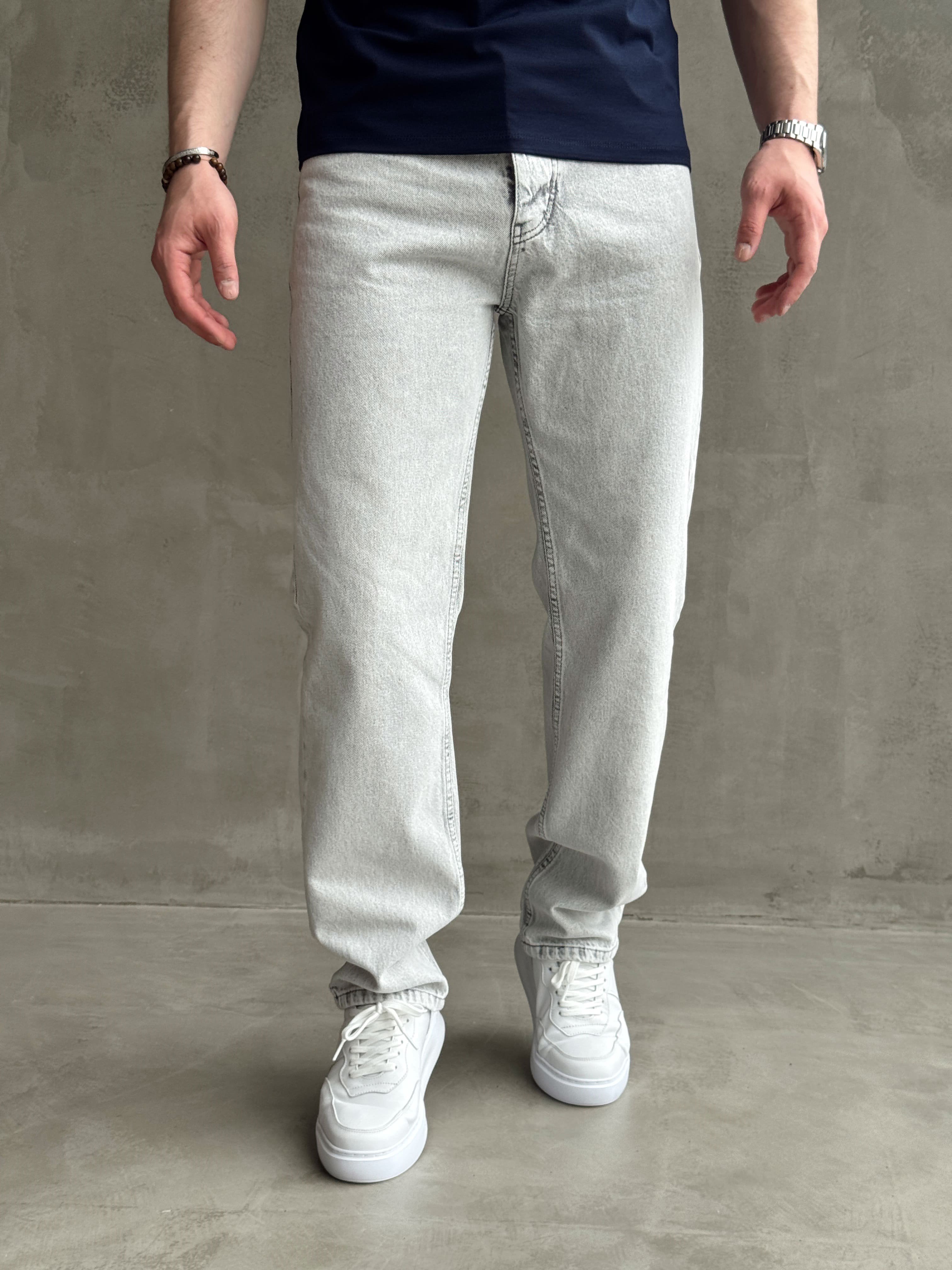 Erkek Premium Kalite Likralı Baggy Kalıp Denim Jean-Gri(E1750) TD:749Ketench