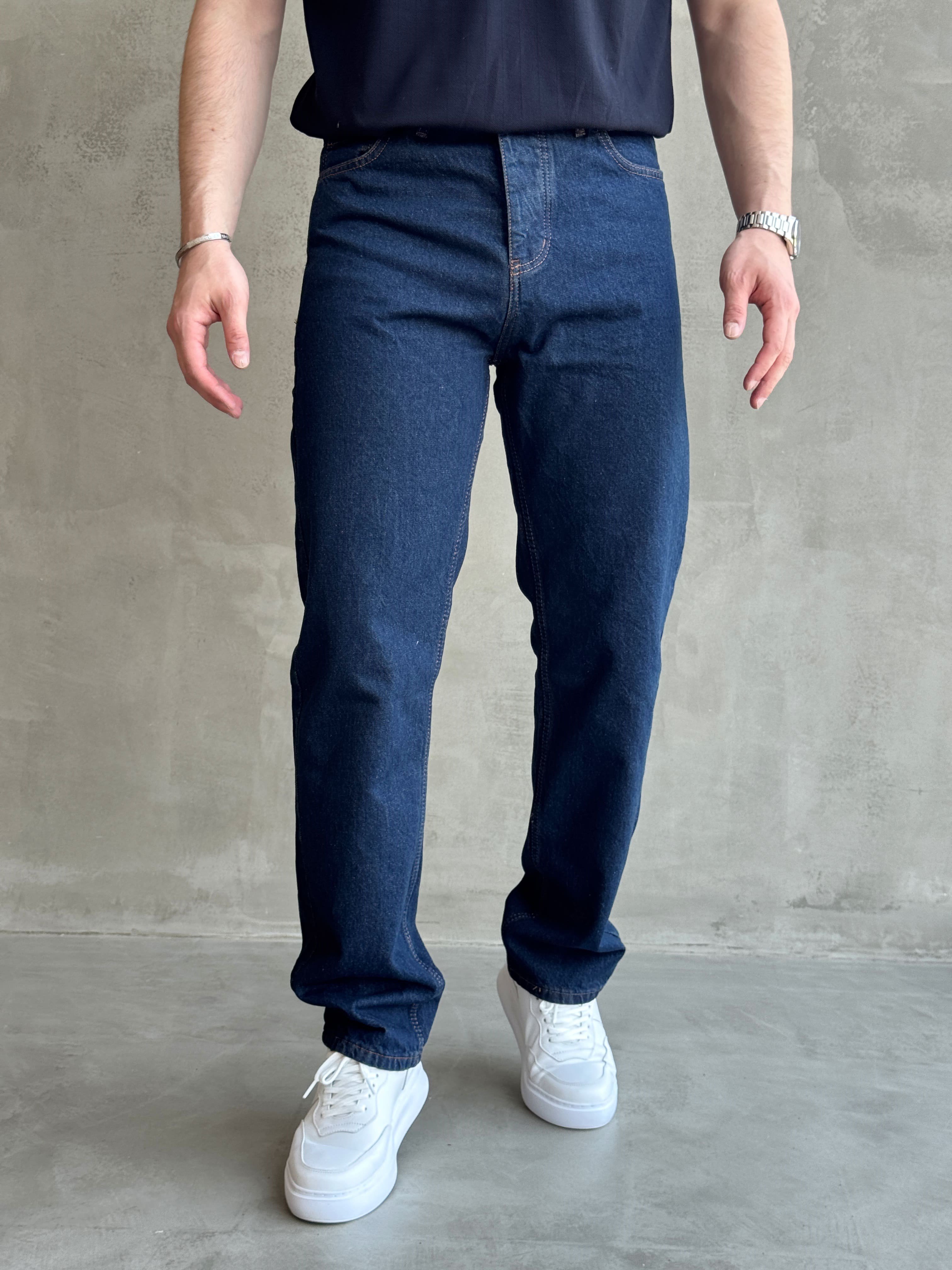 Erkek Premium Kalite Likralı Baggy Kalıp Denim Jean-Lacivert(E1750) TD:975Ketench