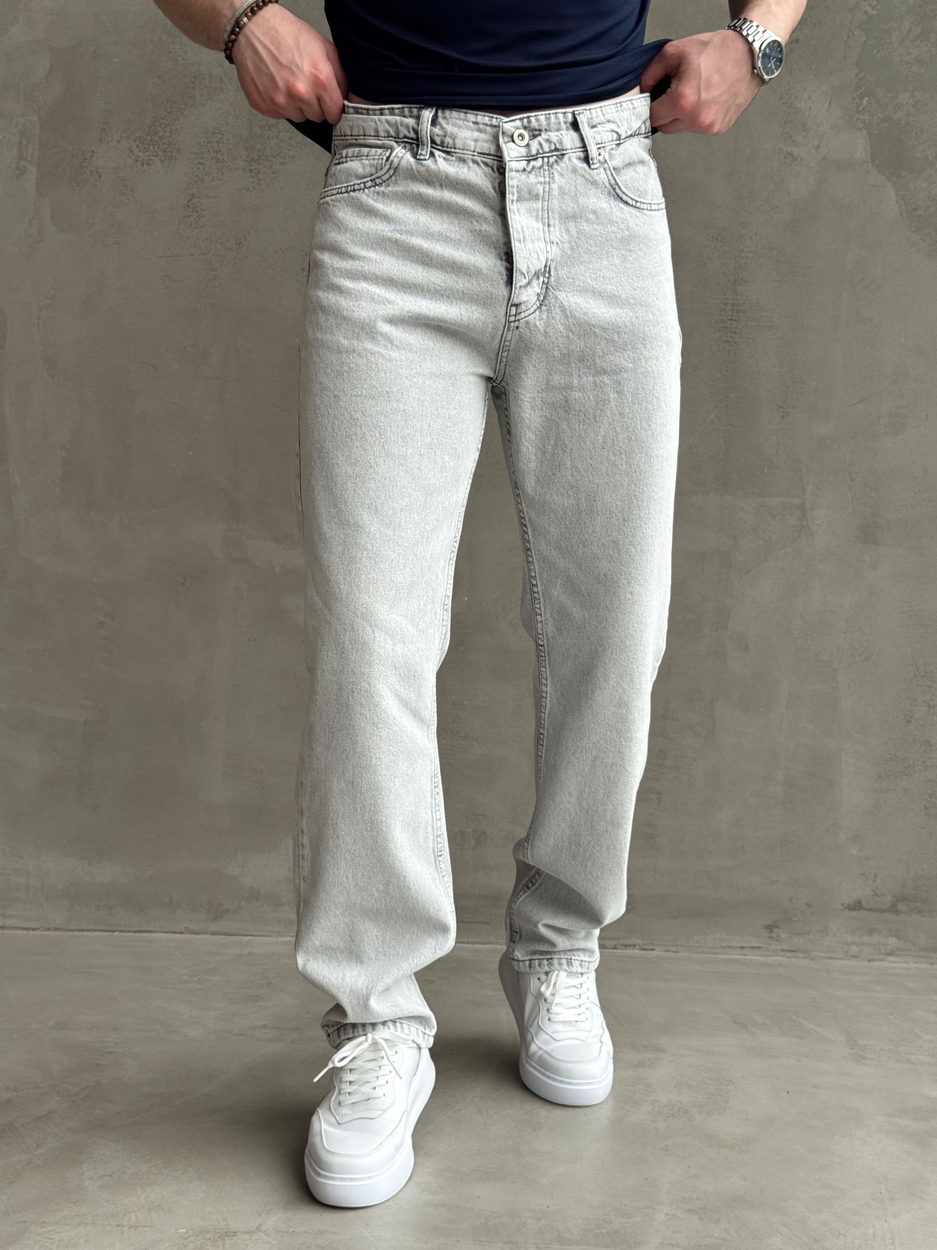 Erkek Premium Kalite Likralı Baggy Kalıp Denim Jean-Gri(E1750) TD:749Ketench