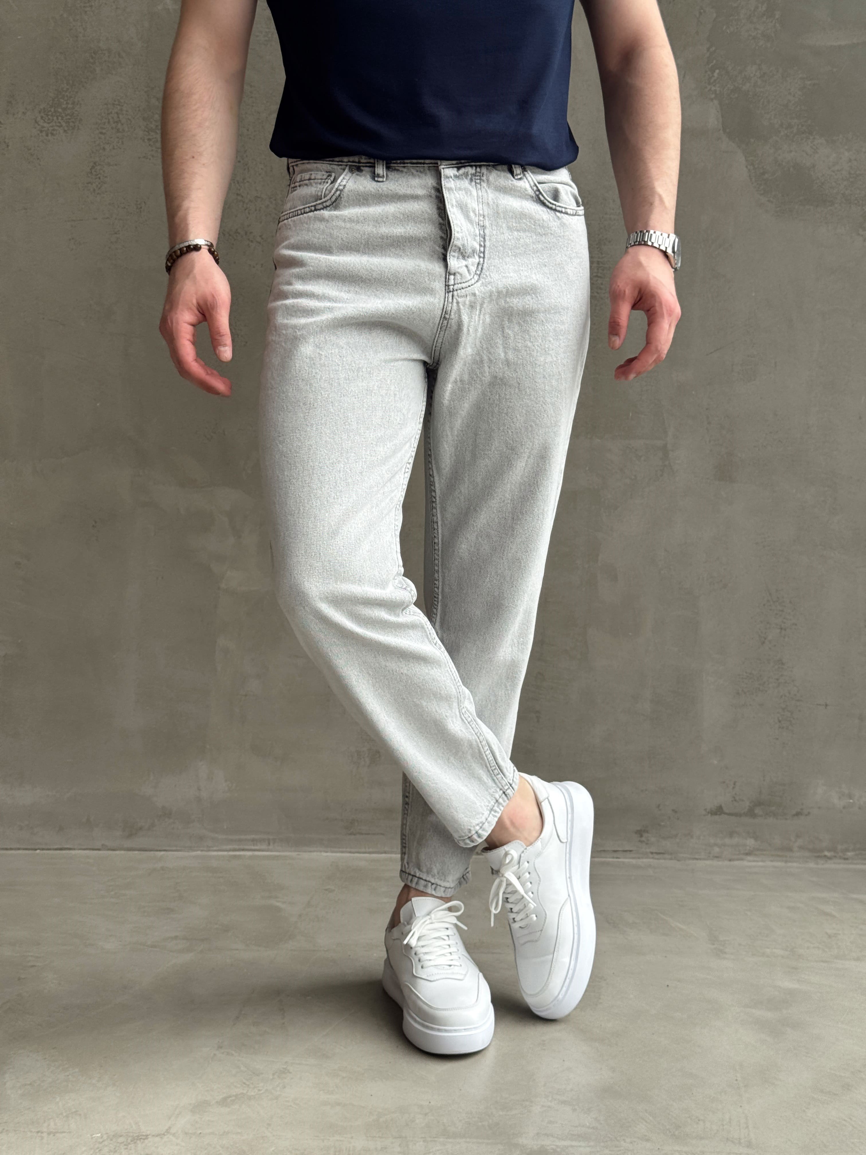 Erkek Premium Kalite Likralı Boyfriend Kalıp Denim Jean-Gri(E1749) TD:748Ketench
