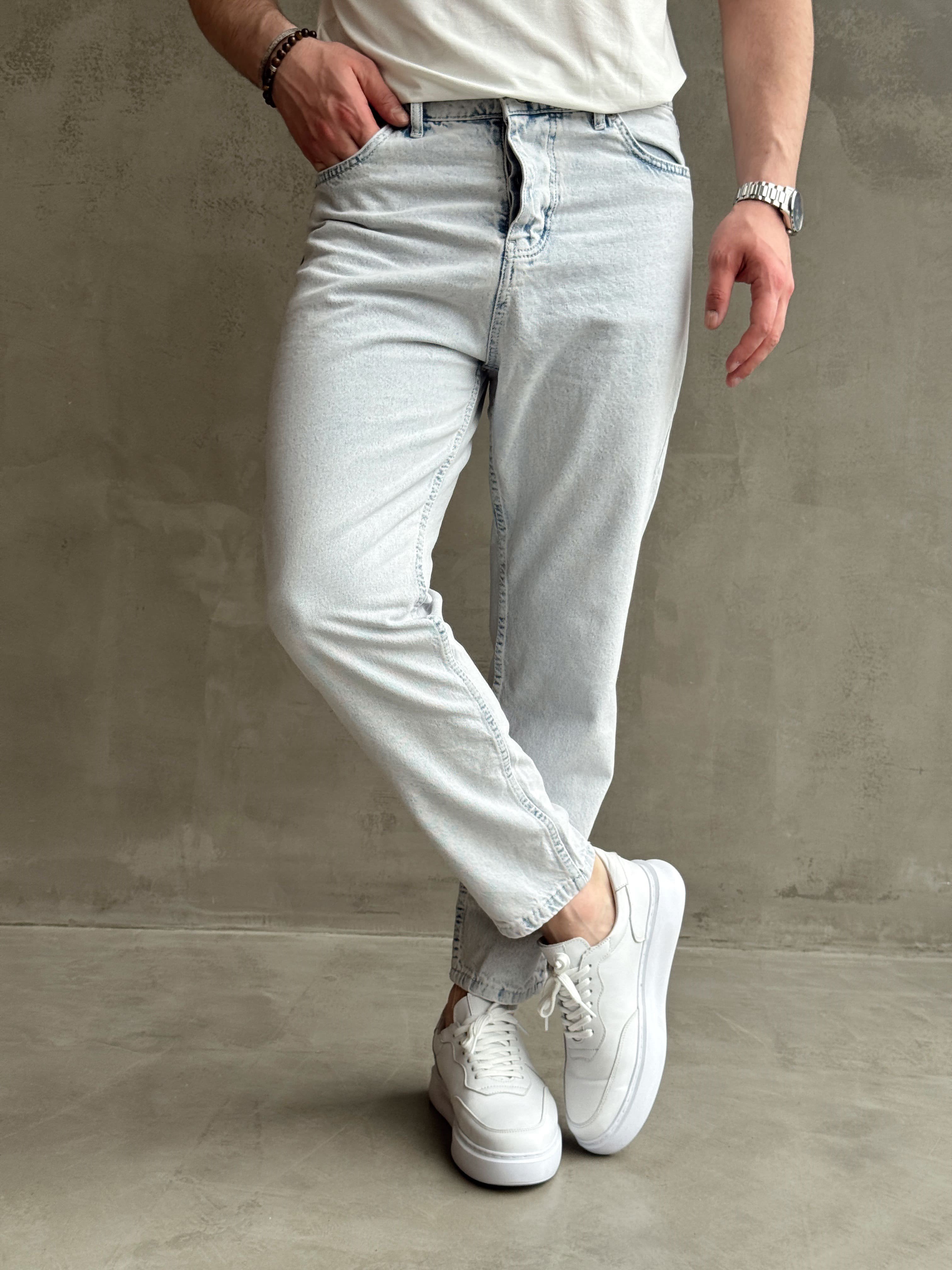 Erkek Premium Kalite Likralı Boyfriend Kalıp Denim Jean-Buz Mavi(E1749) TD:265Ketench