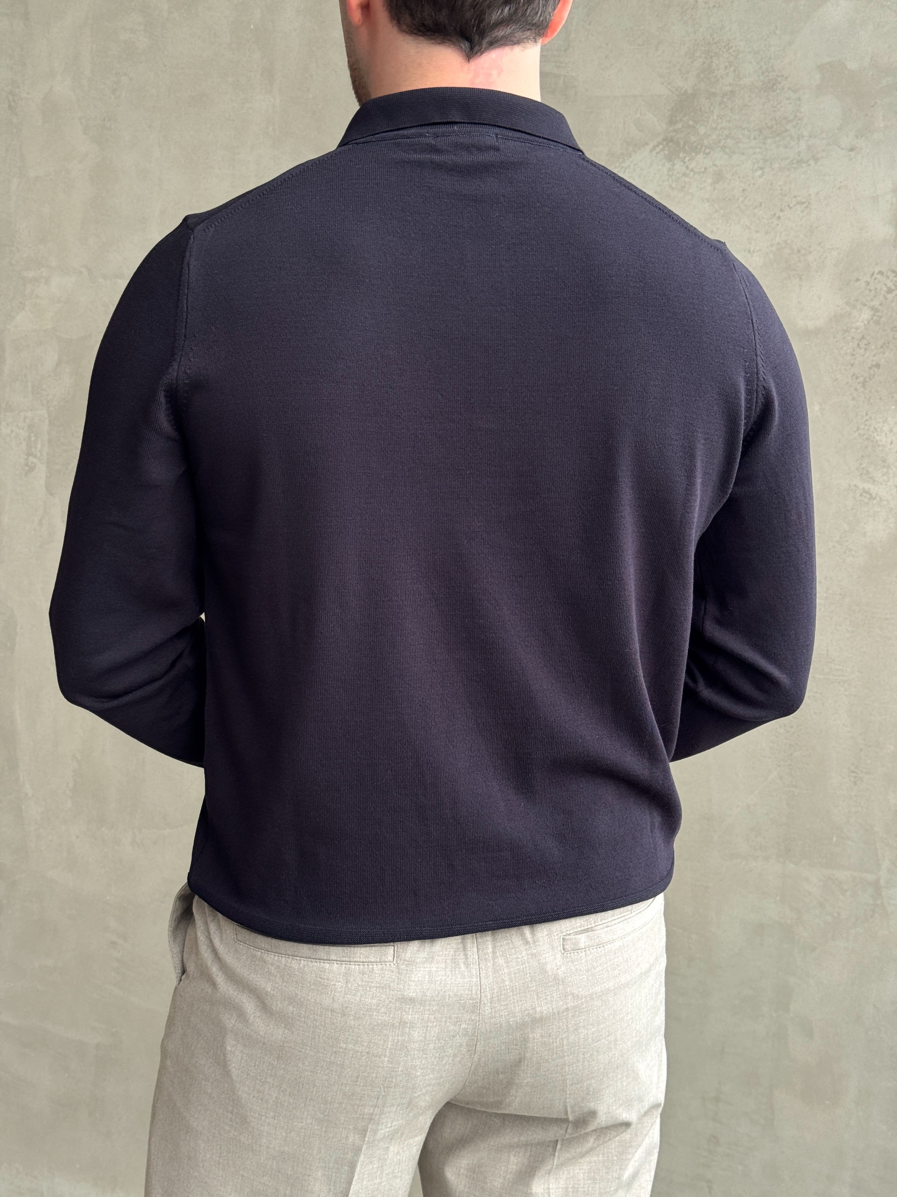 Erkek Premium Kalite Regular Kalıp Düğmeli Polo Yaka İnce Triko Kazak-Lacivert(E1900)Ketench