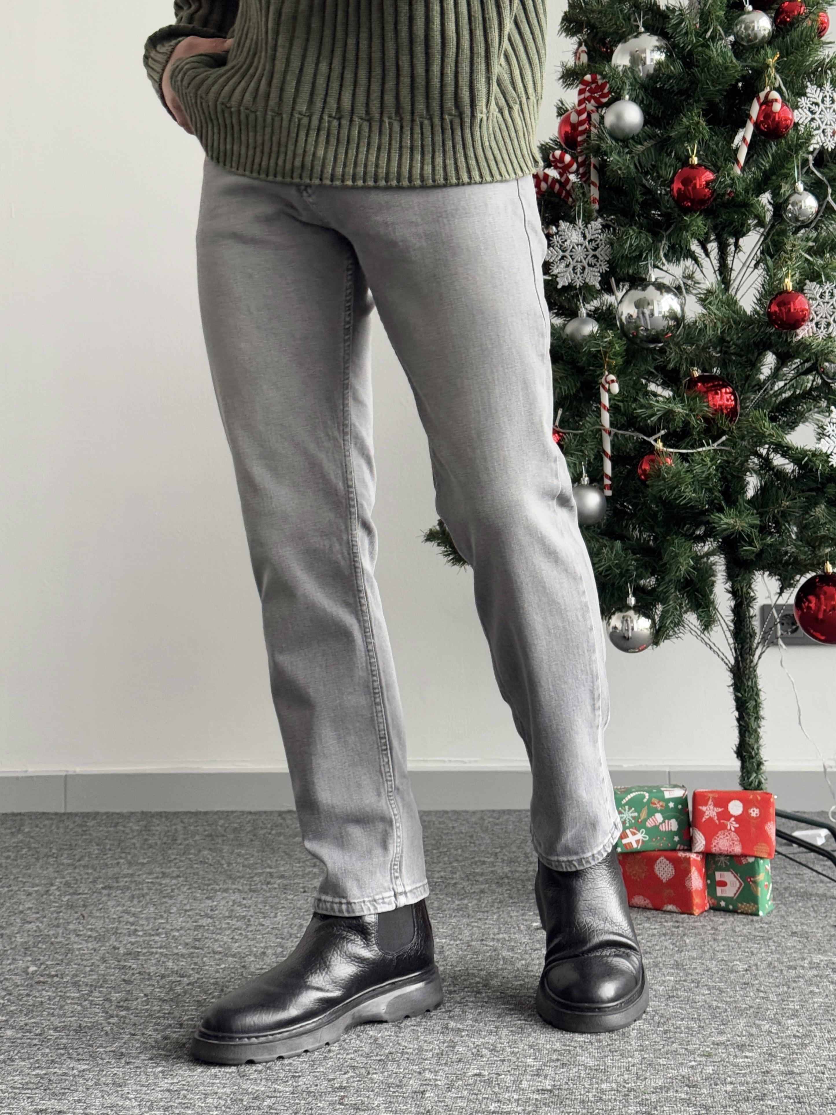 Erkek Premium Kalite Regular Kalıp Kot Pantolon Jeans-Gri(E1247)Ketench
