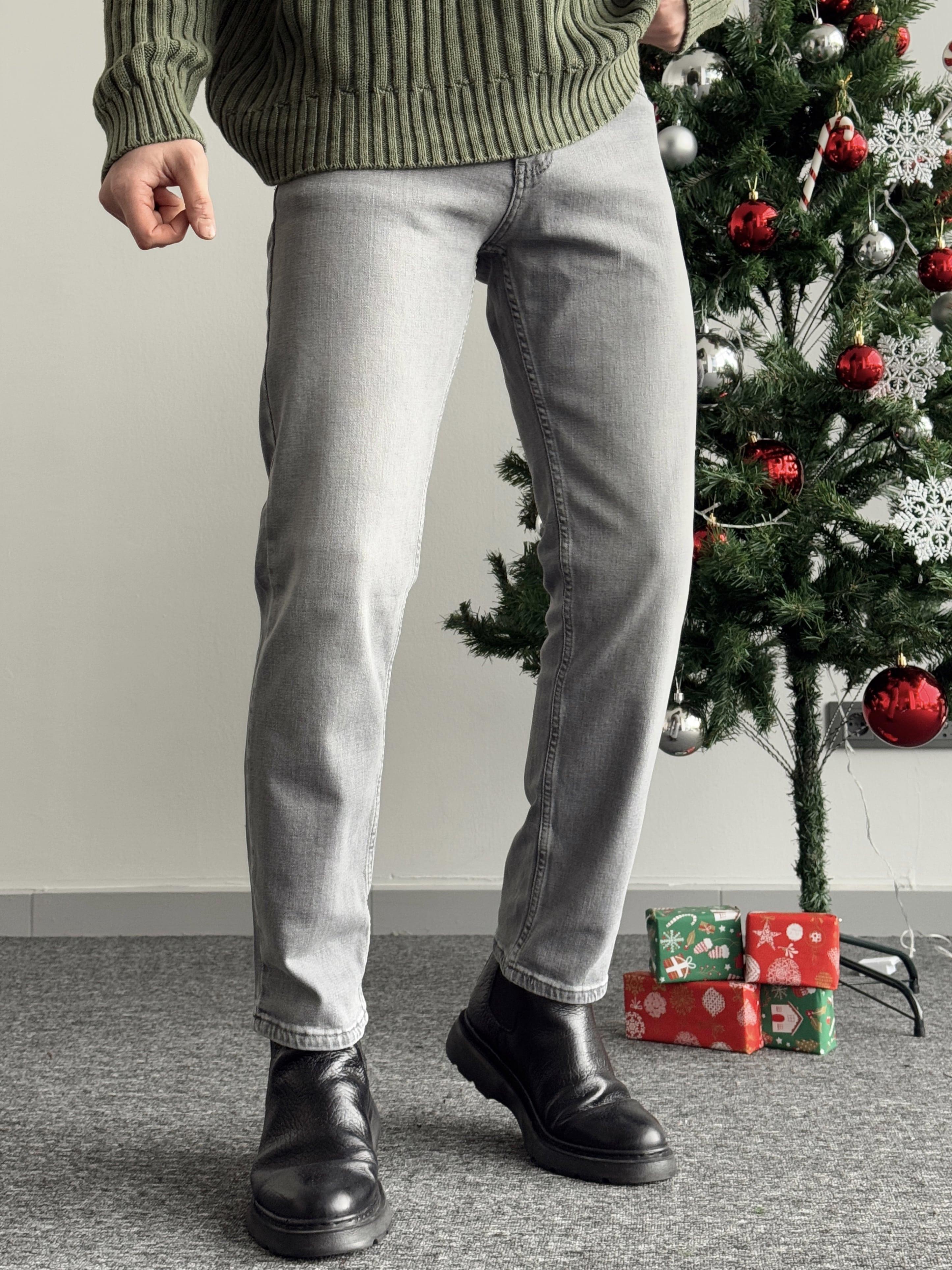 Erkek Premium Kalite Regular Kalıp Kot Pantolon Jeans-Gri(E1247)Ketench