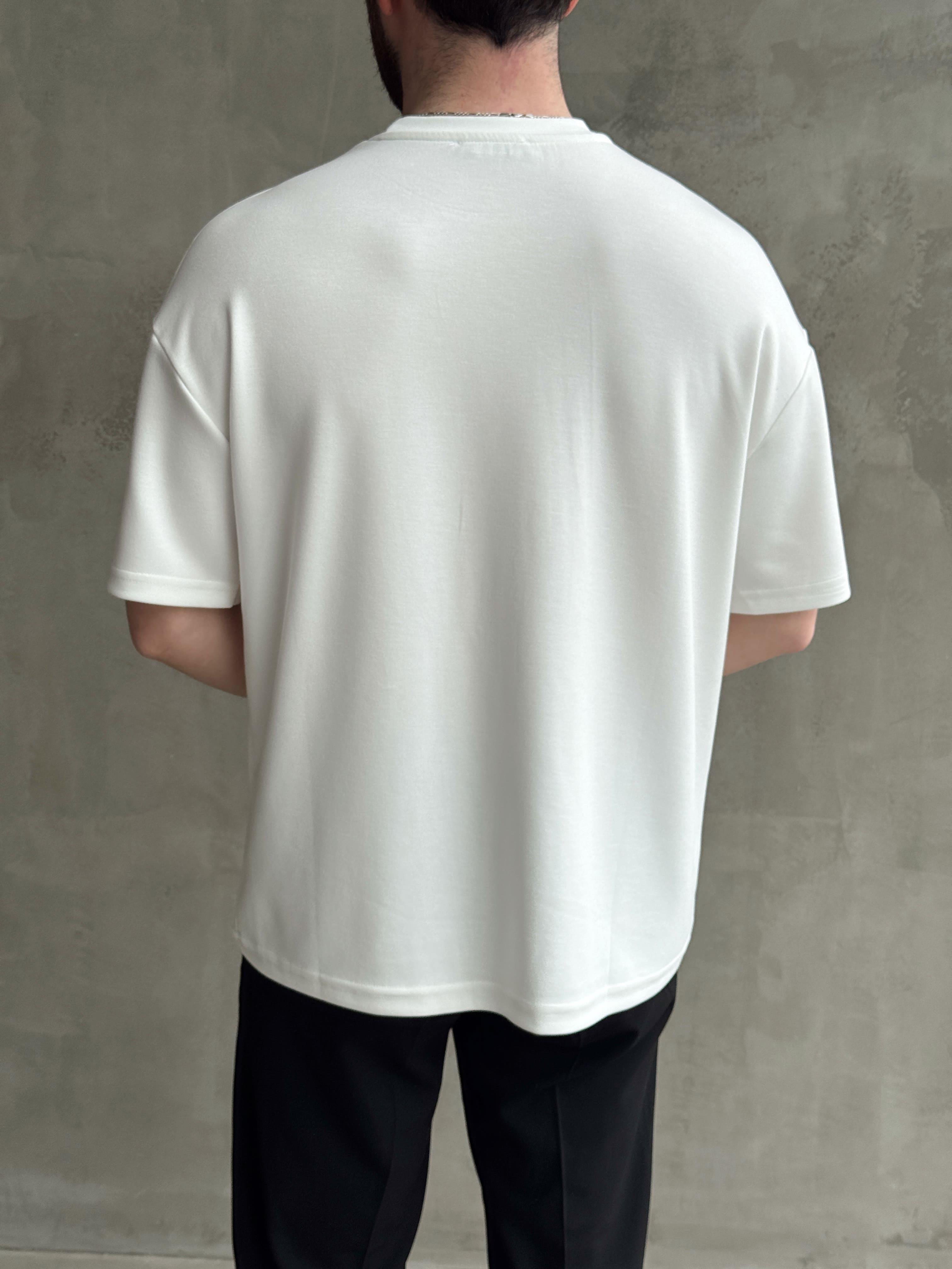 Erkek Premium Kalite Respect Model Bisiklet Yaka Düz Model Oysh Kumaş T-Shirt-Beyaz(E1693)Ketench